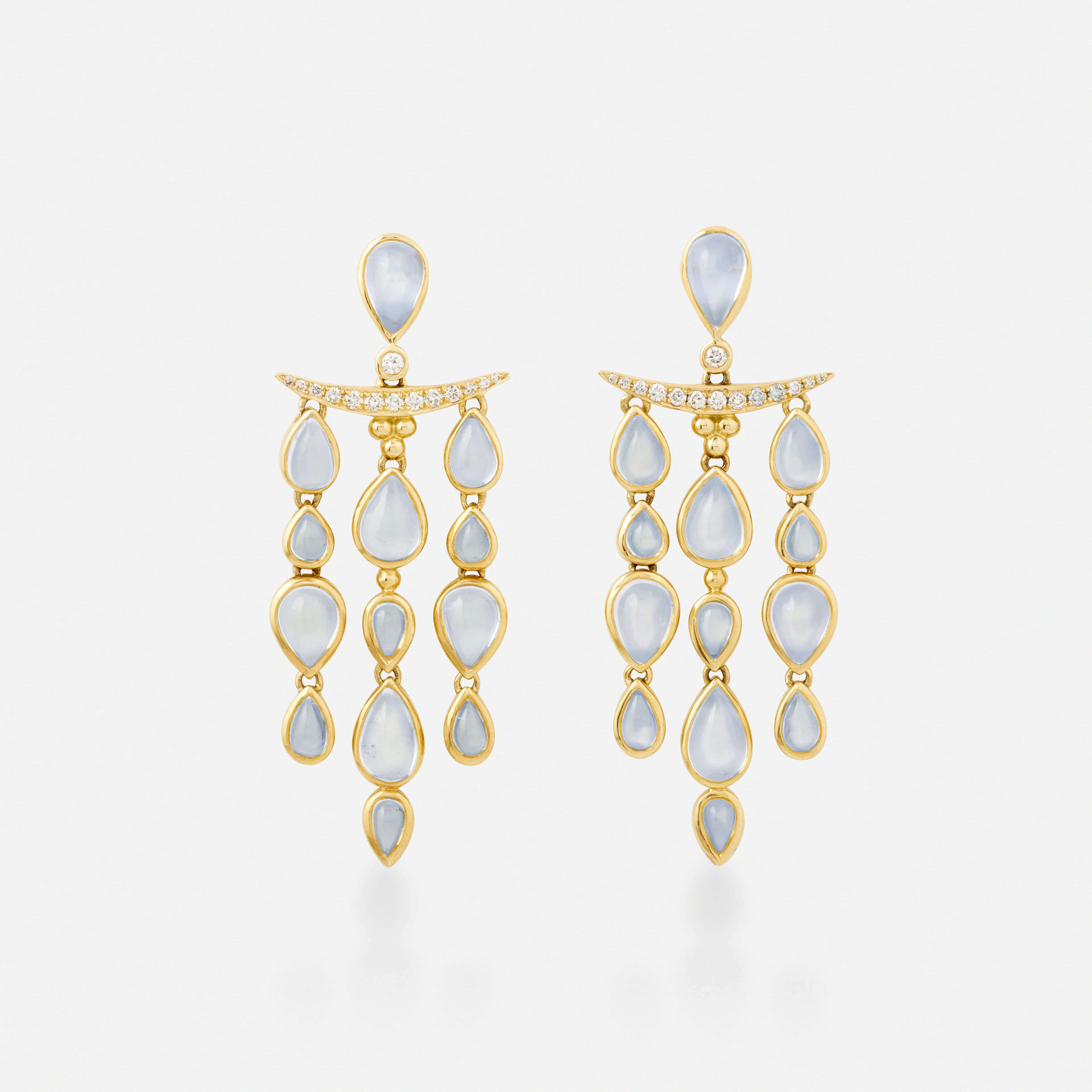 'Seta' moonstone, diamond, and gold earrings – Temple St. Clair