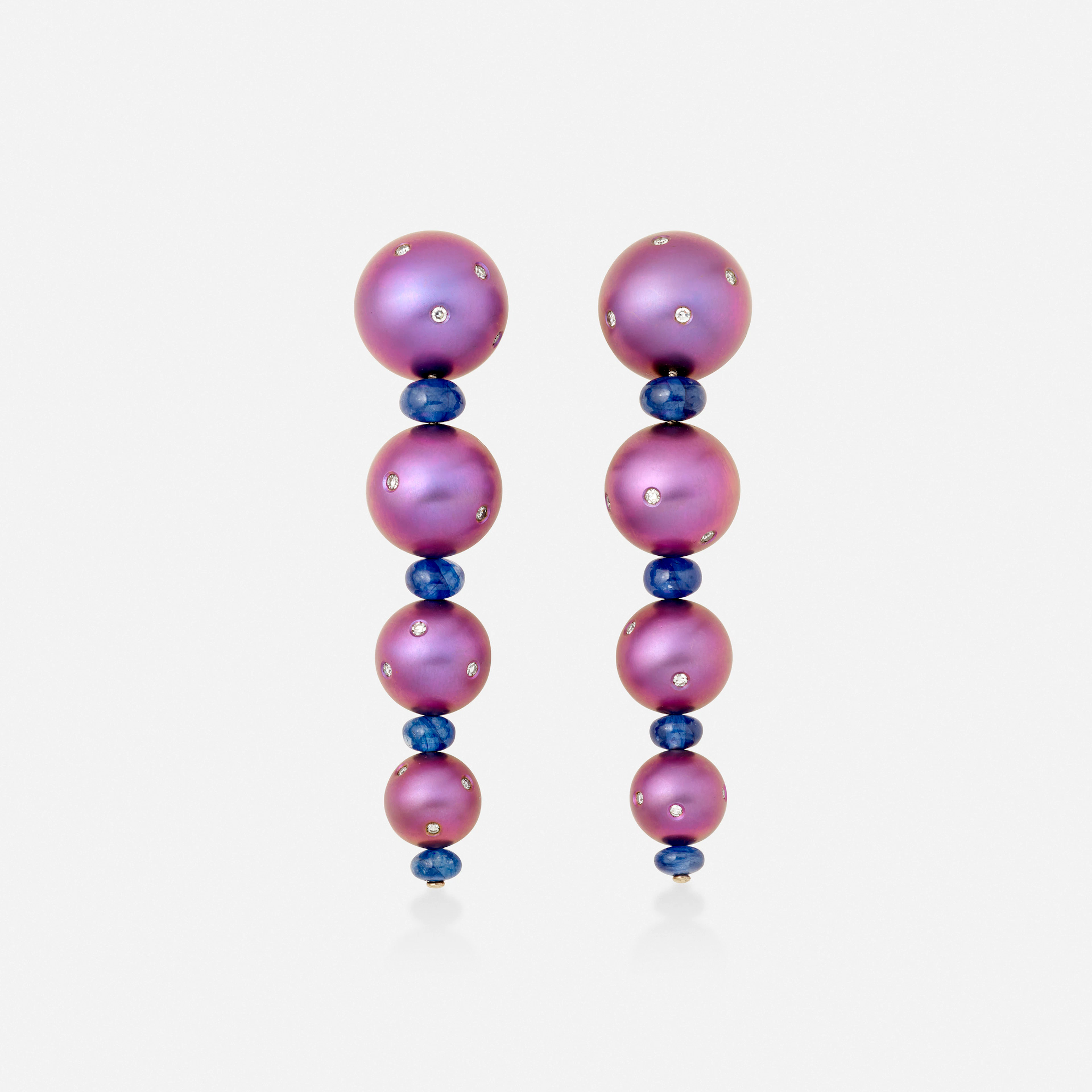 Titanium, sapphire, and diamond earrings – Margherita Burgener