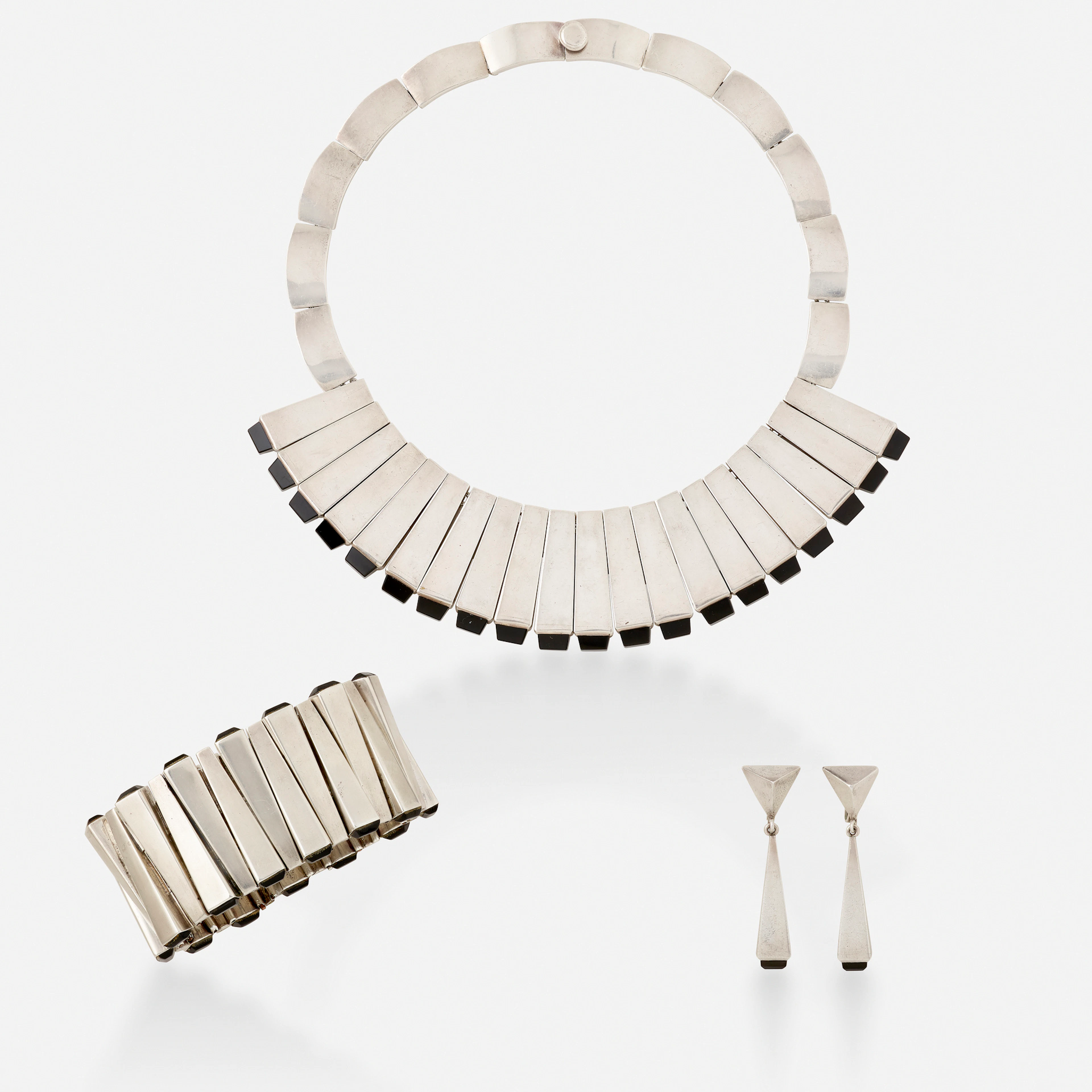 'Matchstick' silver and obsidian suite – Antonio Pineda