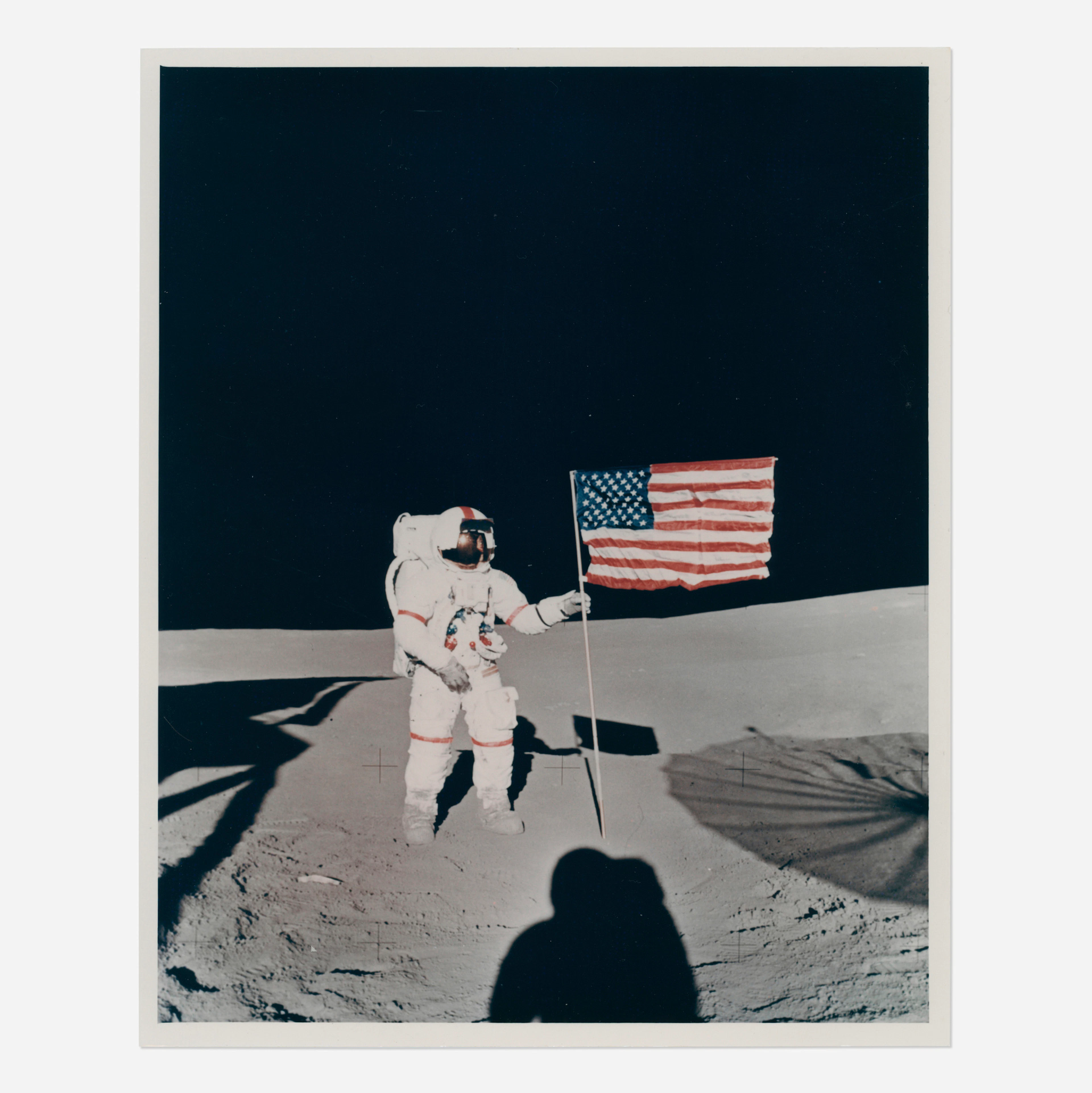 Alan Shepard and the US flag at Fra Mauro Base