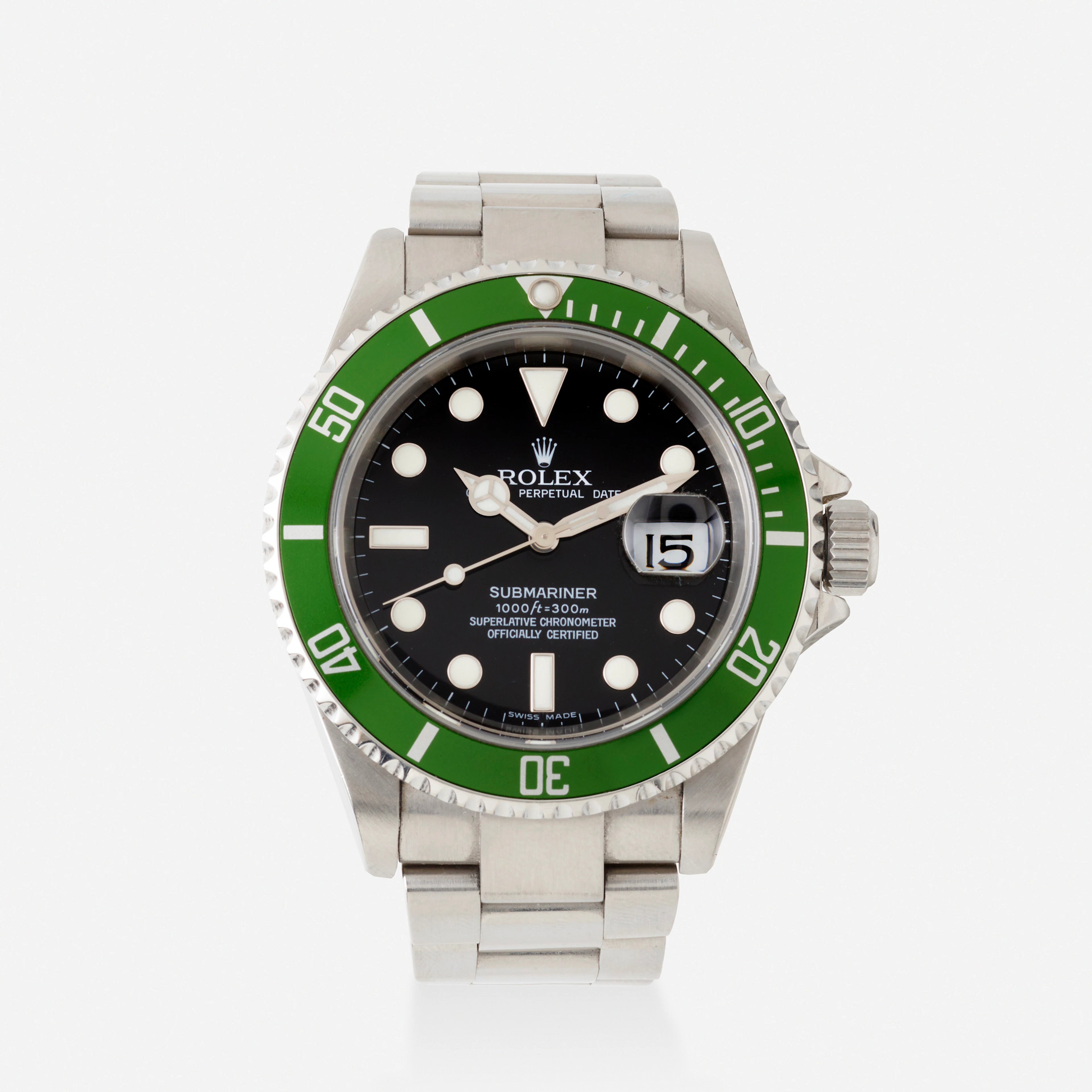 'Submariner Kermit' stainless steel wristwatch, Ref. 16610LV – Rolex