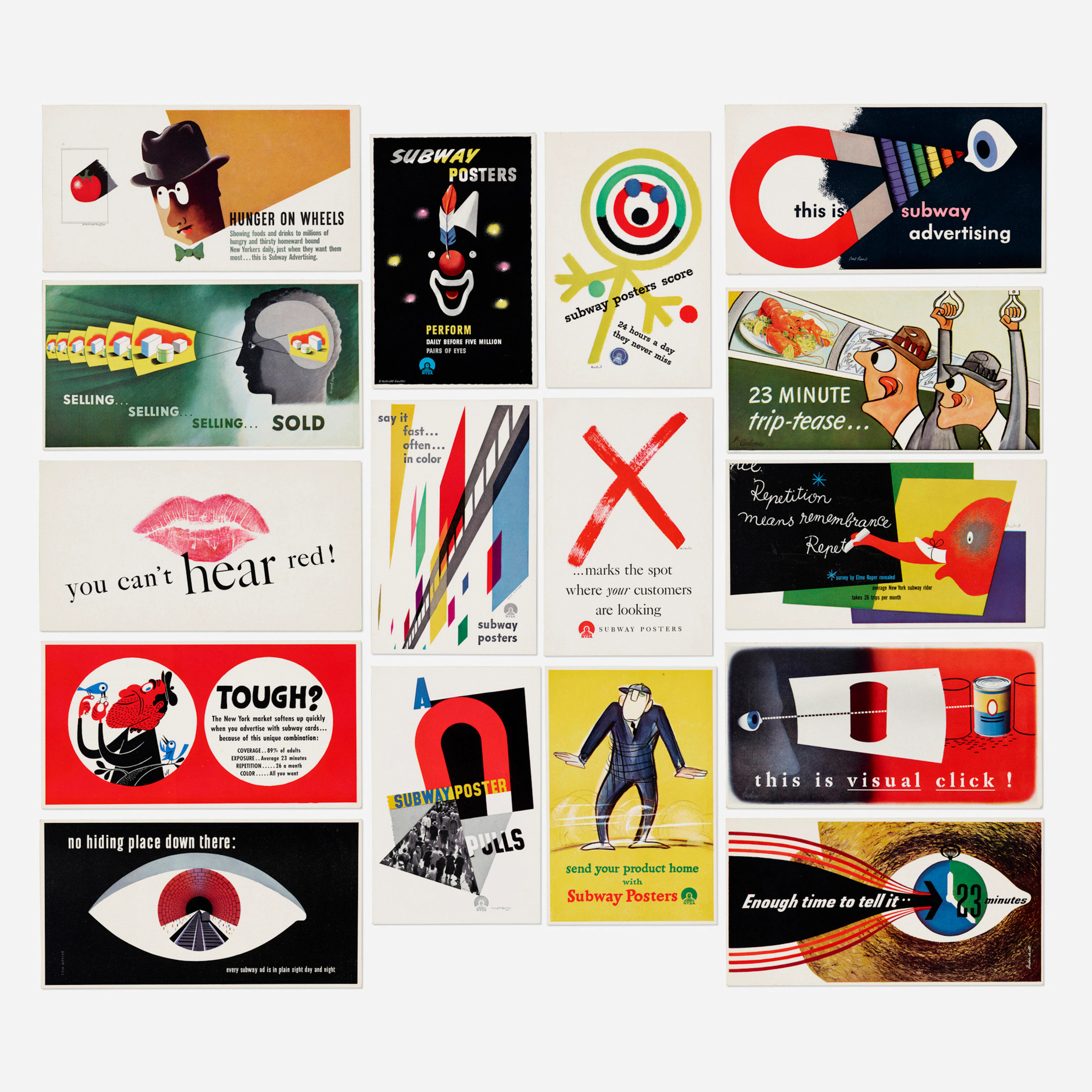 Subway Poster advertisements, collection of sixteen – Various Artists
