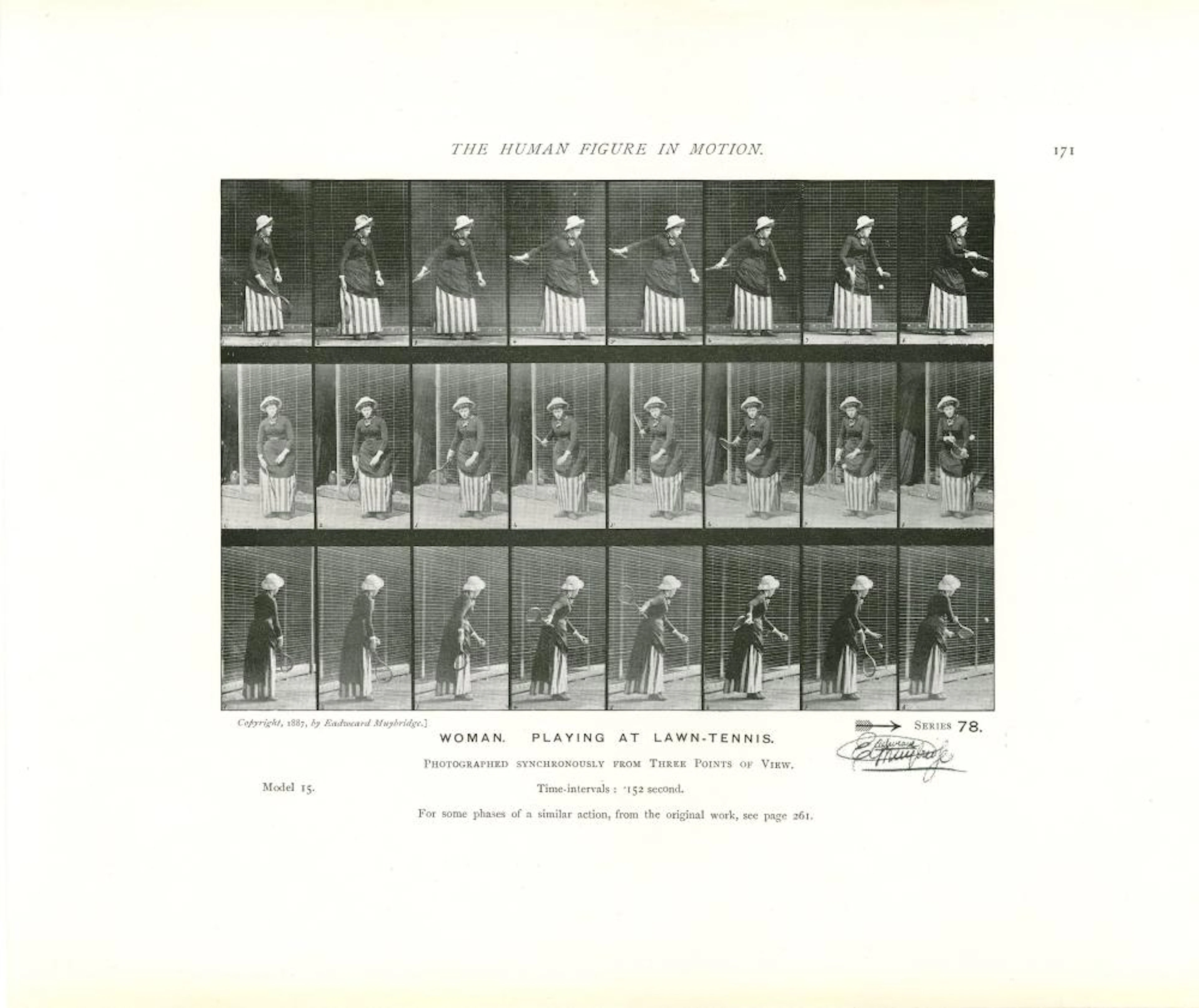 EADWEARD MUYBRIDGE - Woman: Playing at Lawn-Tennis