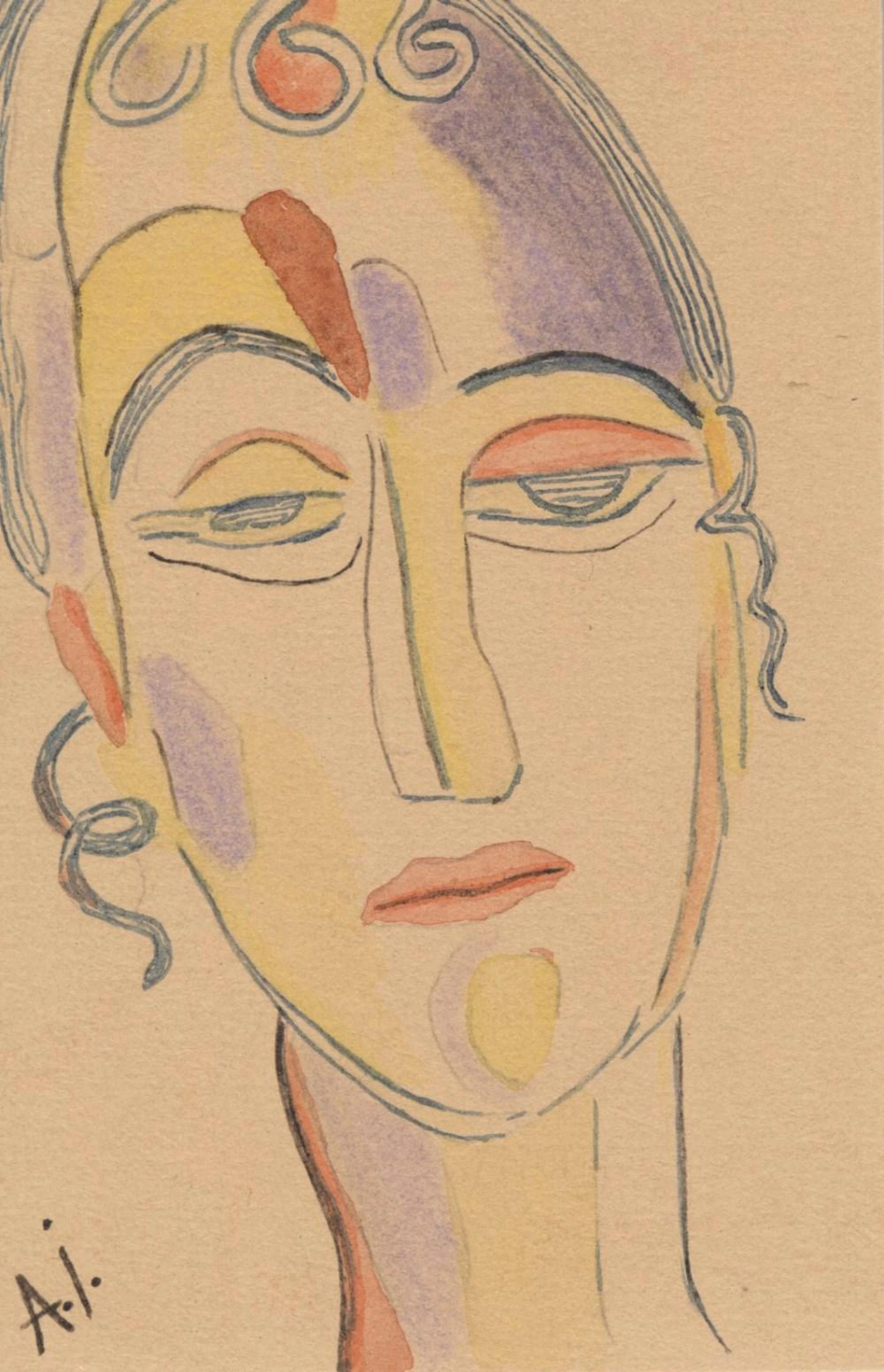 ALEXEJ VON JAWLENSKY - Abstraktes Porträt - Watercolor on paper
