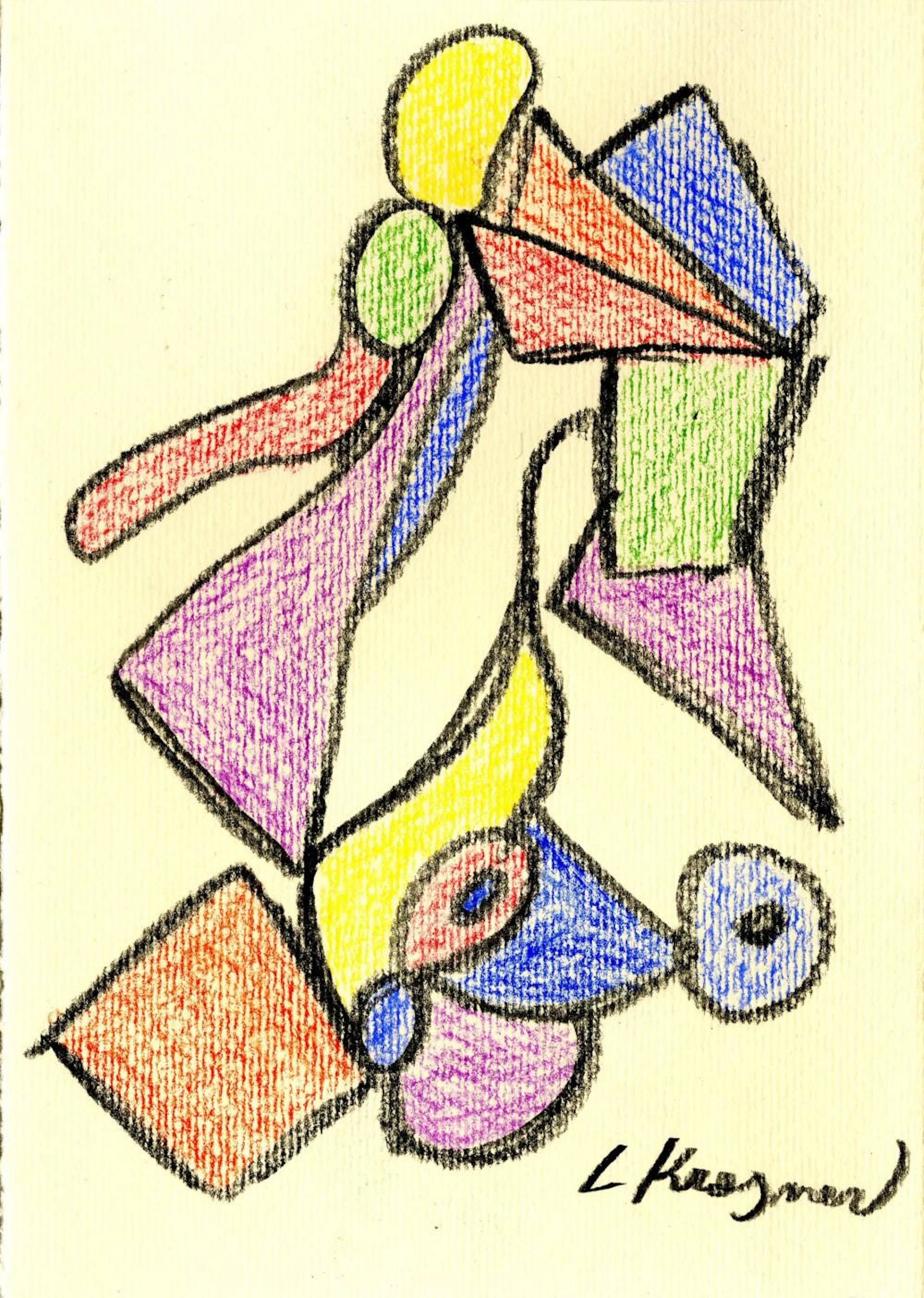 LEE KRASNER - Composition - Conte crayon on paper