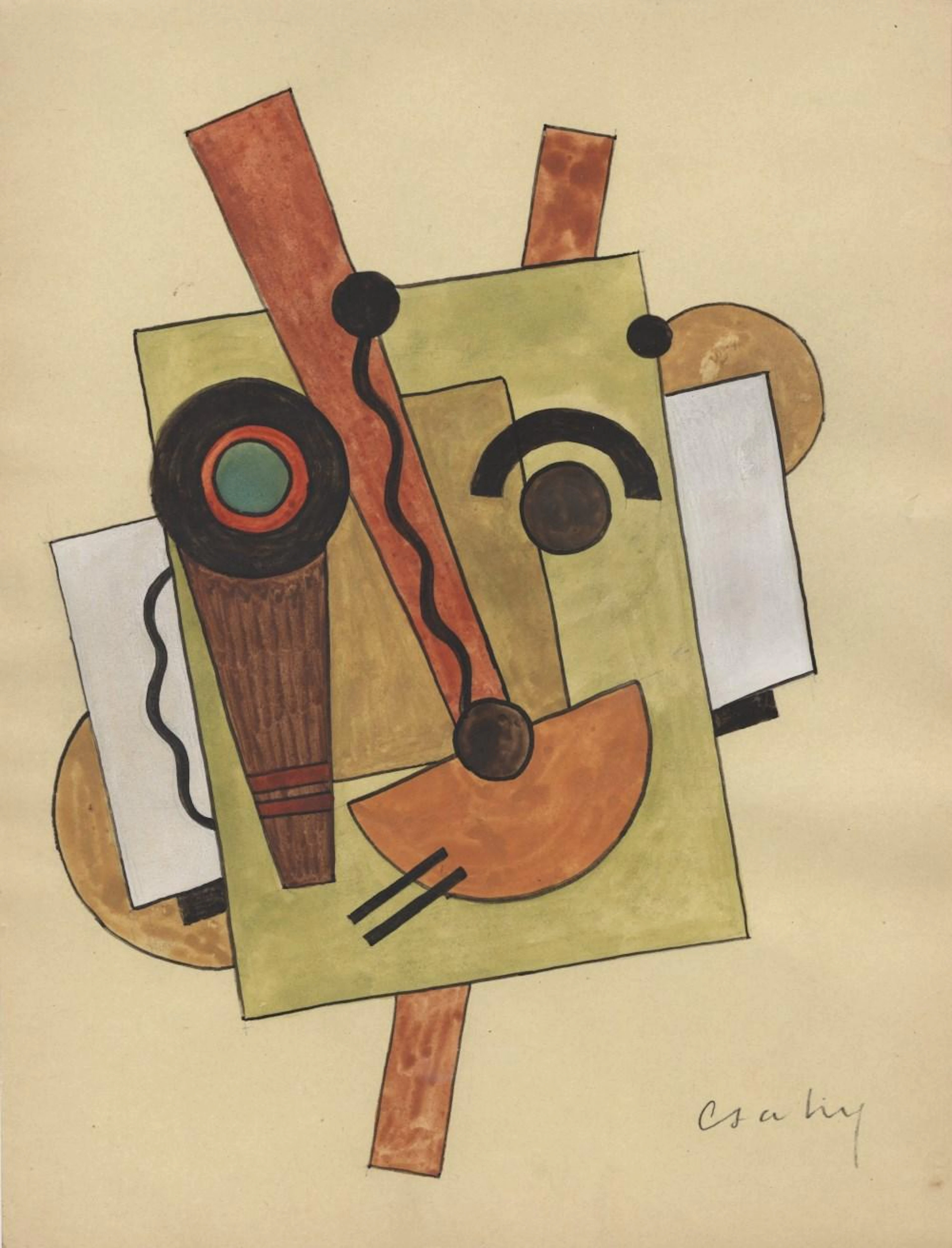 JOSEPH CSAKY - Composition - Watercolor and ink drawing on paper
