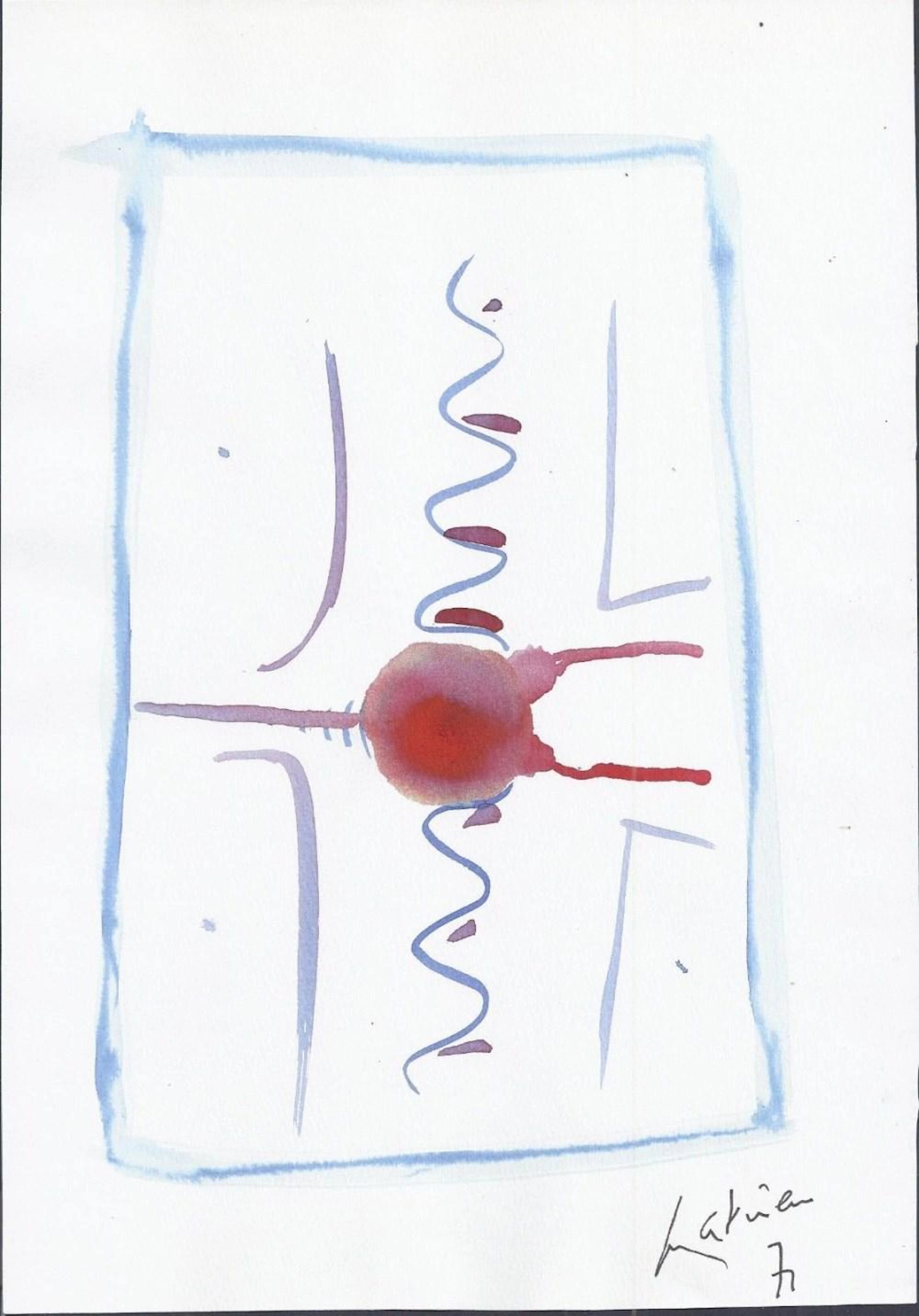 GEORGES MATHIEU - Untitled - Watercolor on paper
