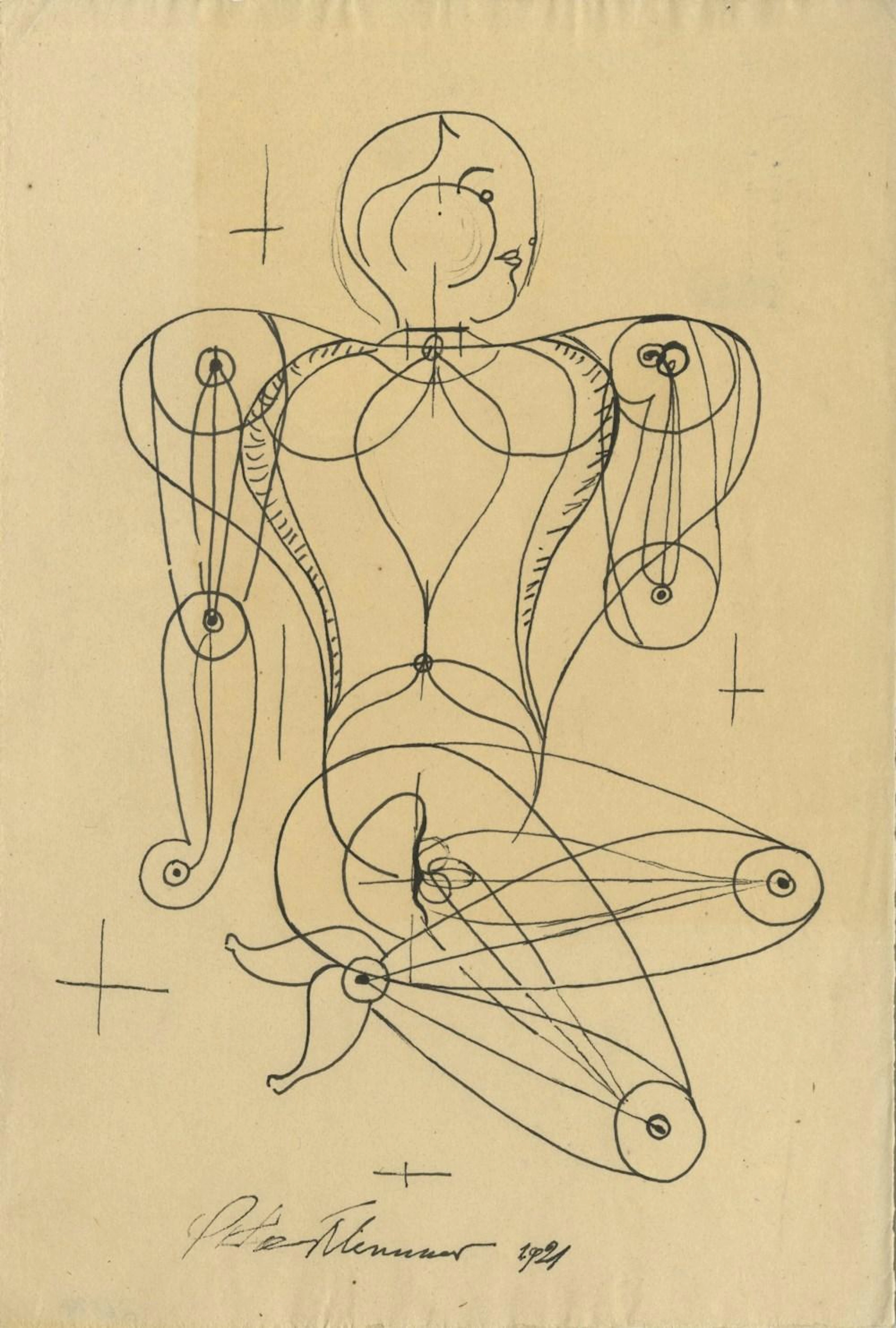 OSKAR SCHLEMMER - Figur - Pen and ink drawing