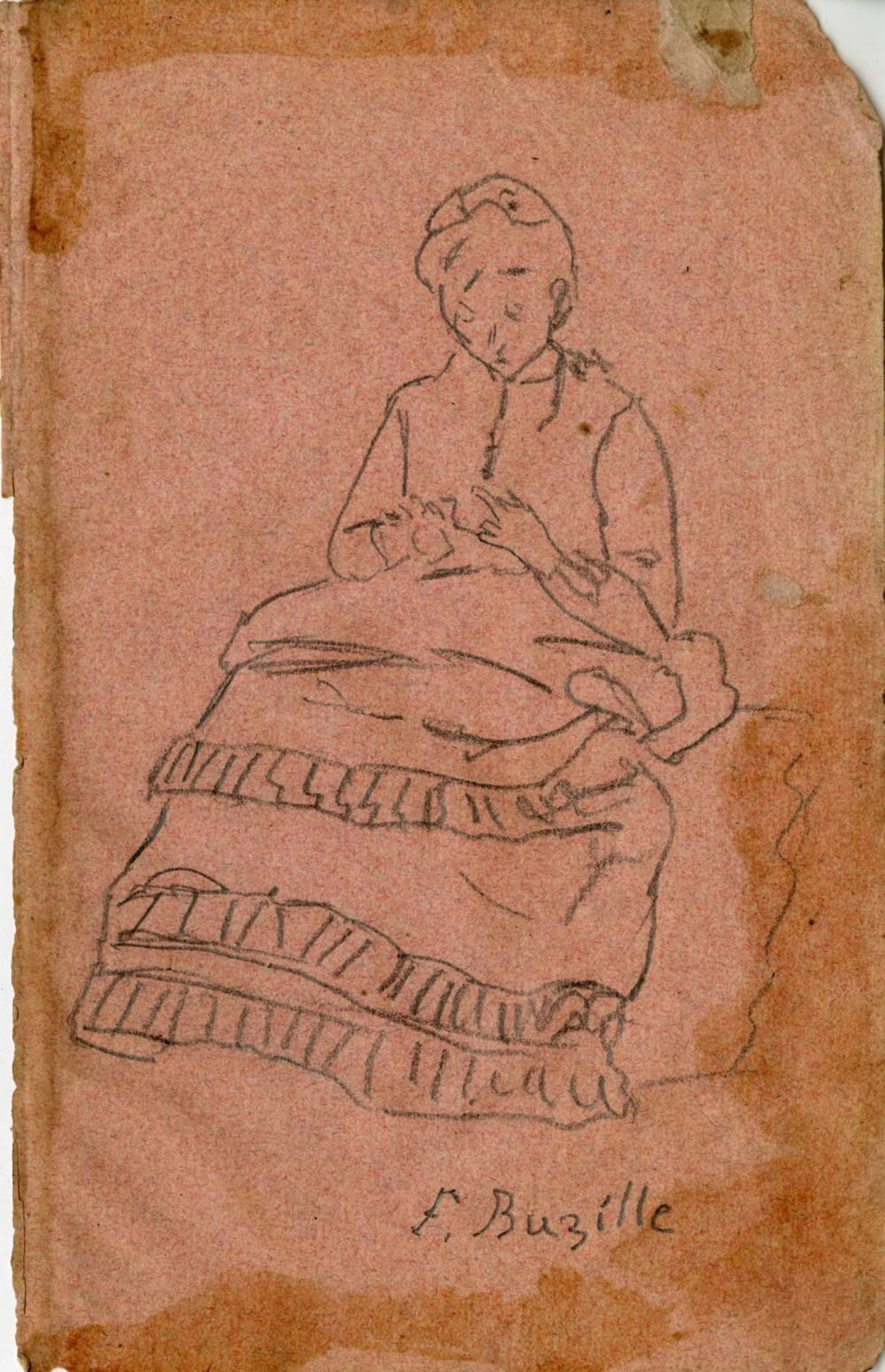 FREDERIC BAZILLE [imputee] - La Brodeuse - Original pencil drawing