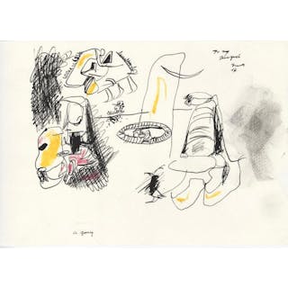 ARSHILE GORKY - Composition with Face - Crayon and ink on paper