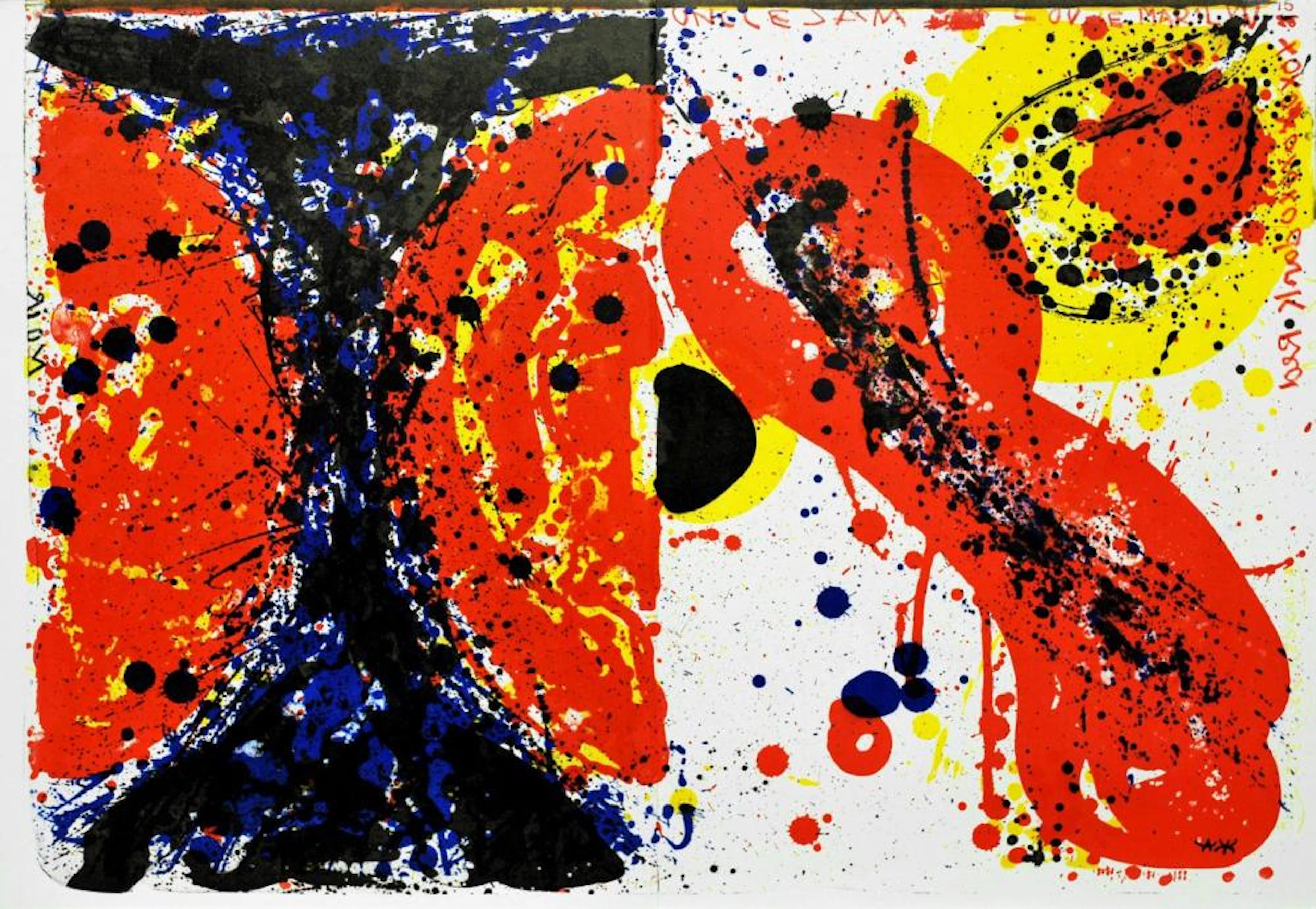 SAM FRANCIS - Uncle Sam Love Marilyn - Color lithograph