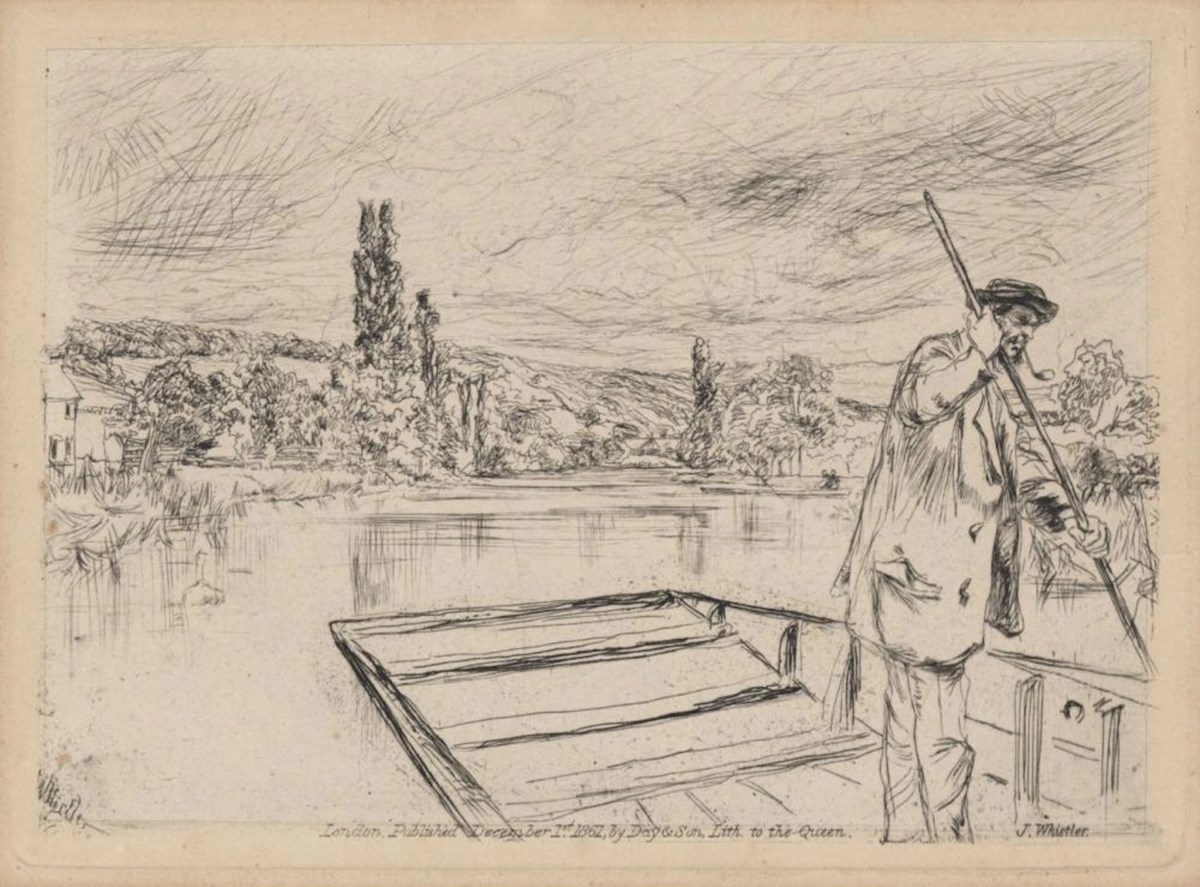 JAMES A. M. WHISTLER - The Punt - Original etching & drypoint