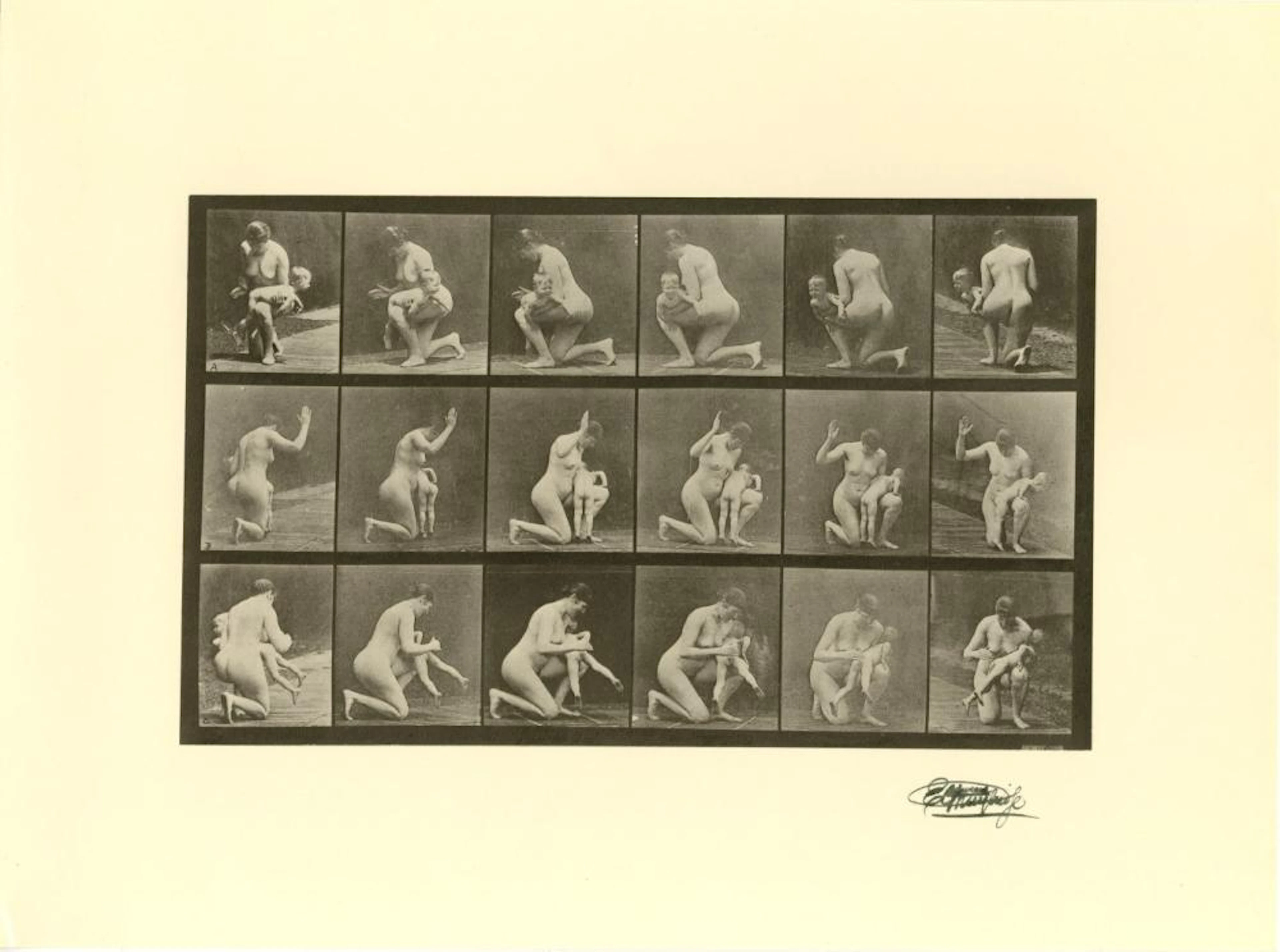 EADWEARD MUYBRIDGE [d'apres] - Woman Spanking a Child - Original photogravure