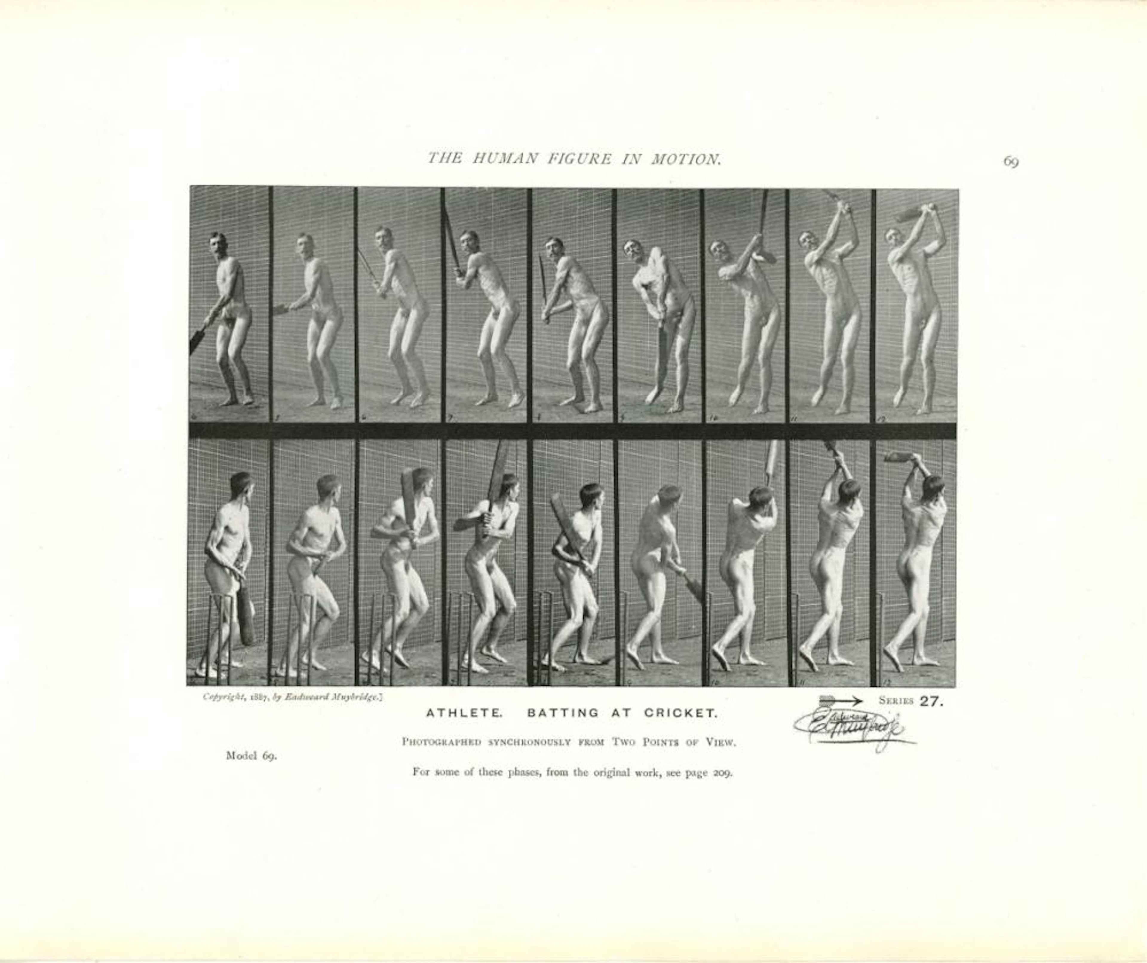 EADWEARD MUYBRIDGE - Athlete: Batting at Cricket...
