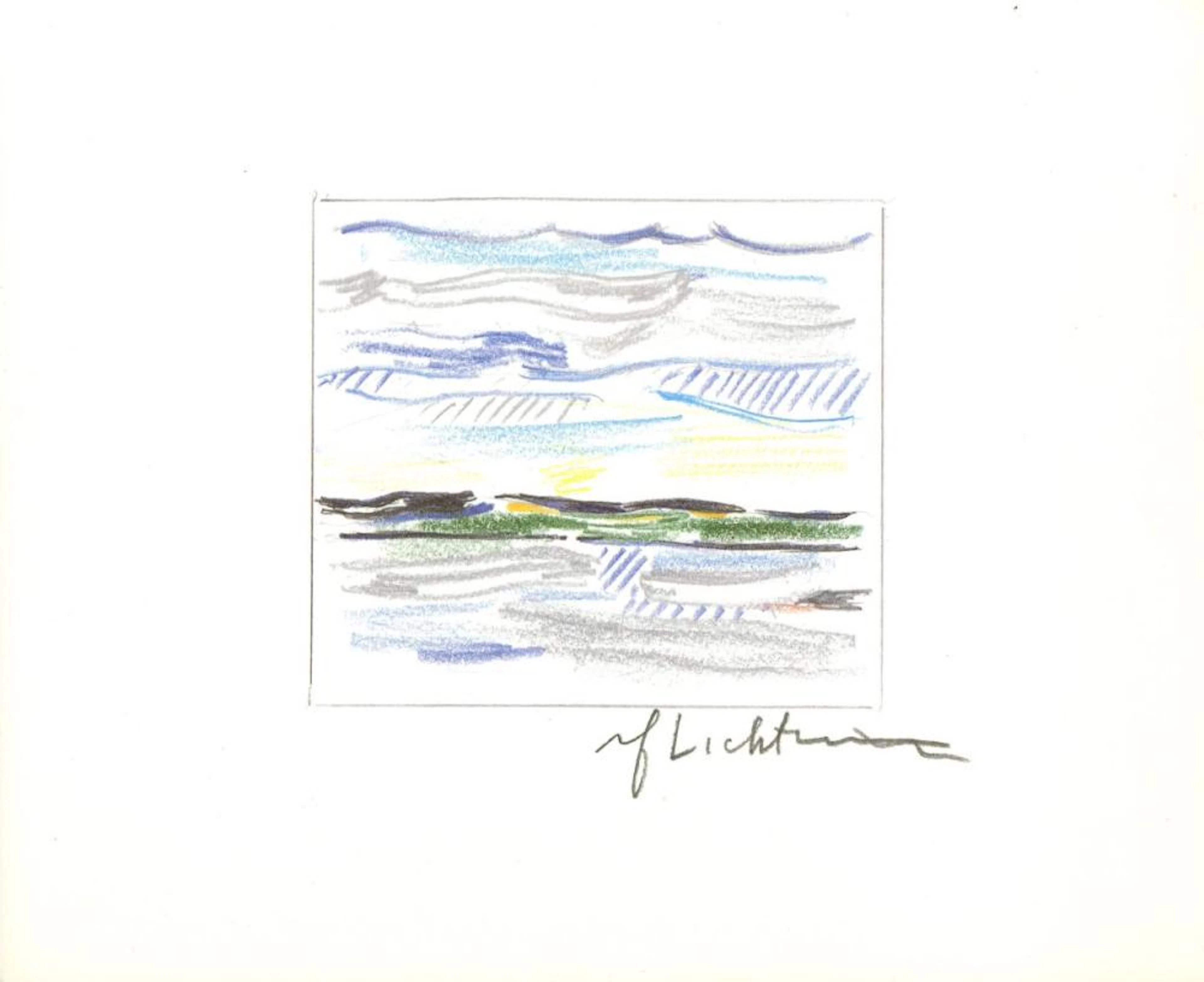 ROY LICHTENSTEIN - Sky, Land, and Water - Color offset lithograph