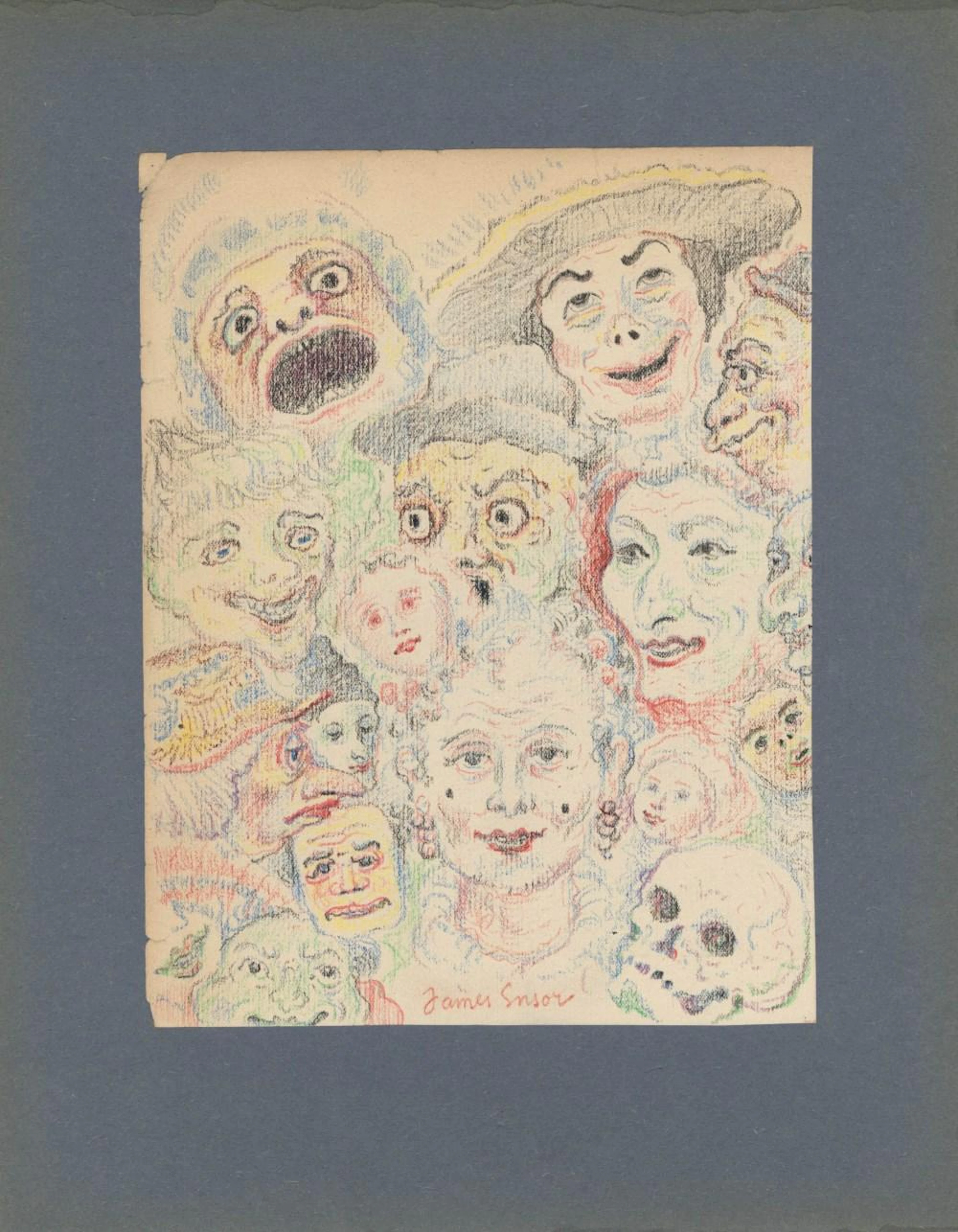 JAMES ENSOR - Têtes Grotesques - Watercolor