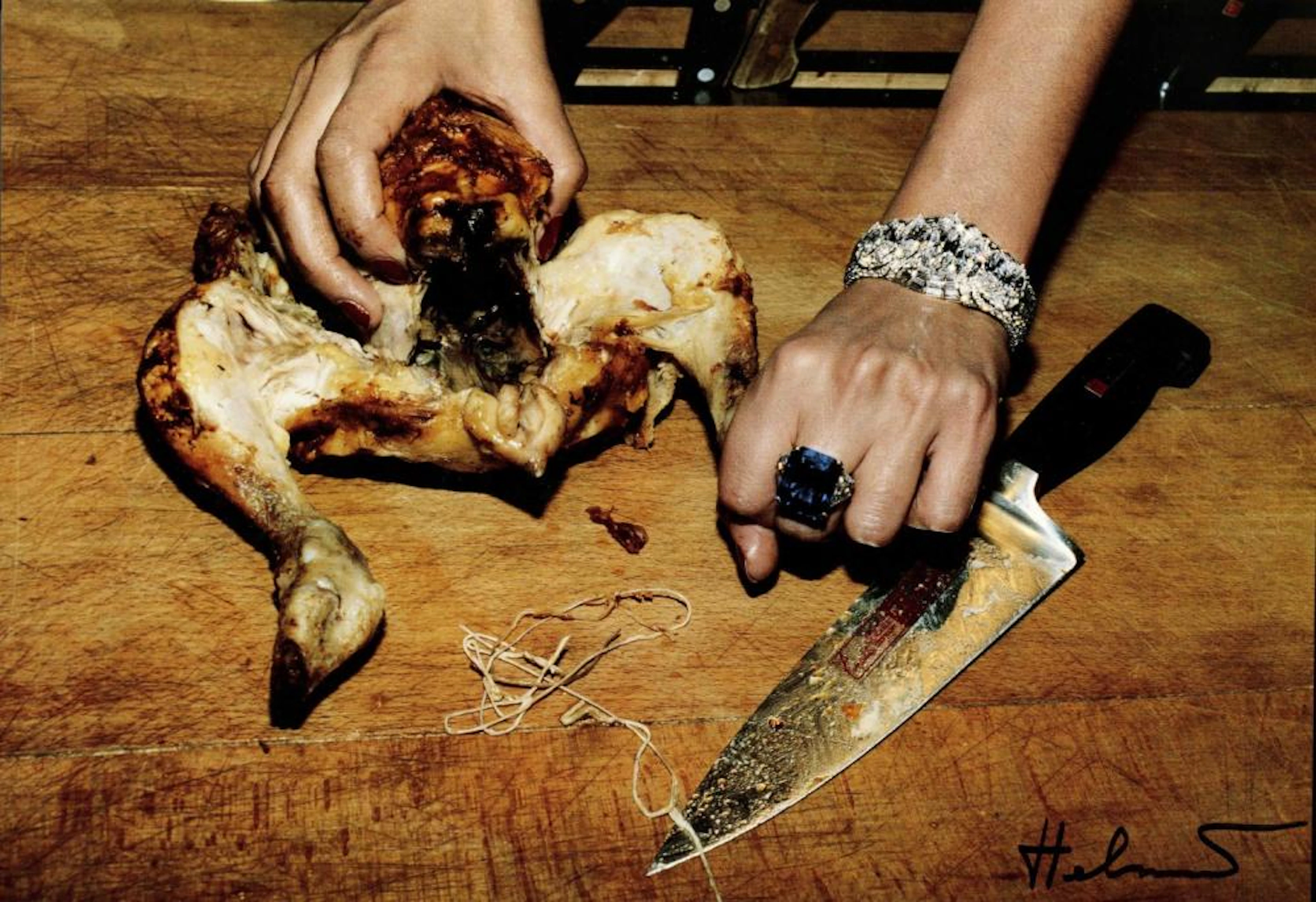 HELMUT NEWTON - Roast Chicken and Bulgari Jewels...