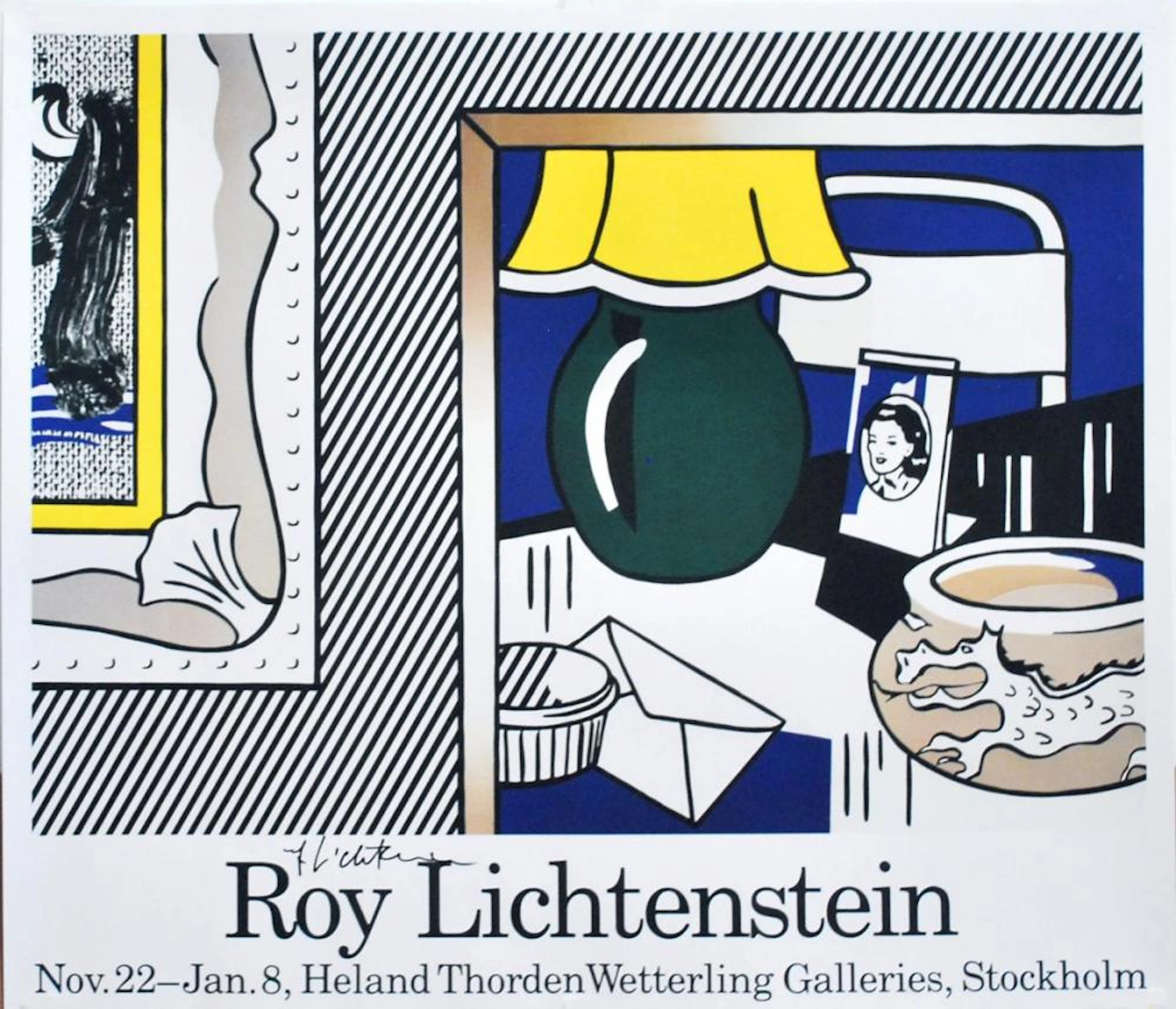 ROY LICHTENSTEIN - Two Paintings: Green Lamp - Color poster