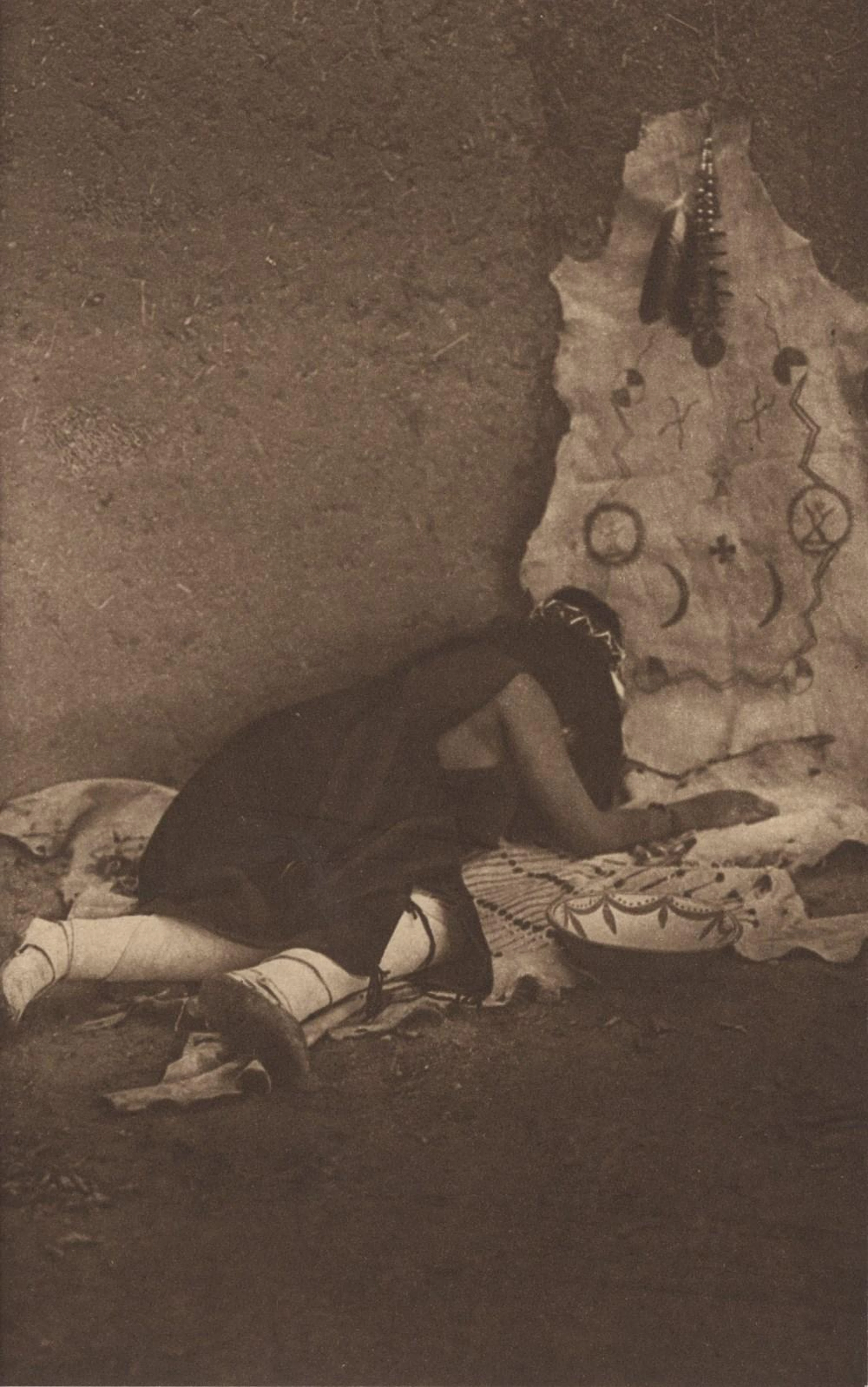 EDWARD S. CURTIS - The Prayer - Original vintage sepia toned photogravure