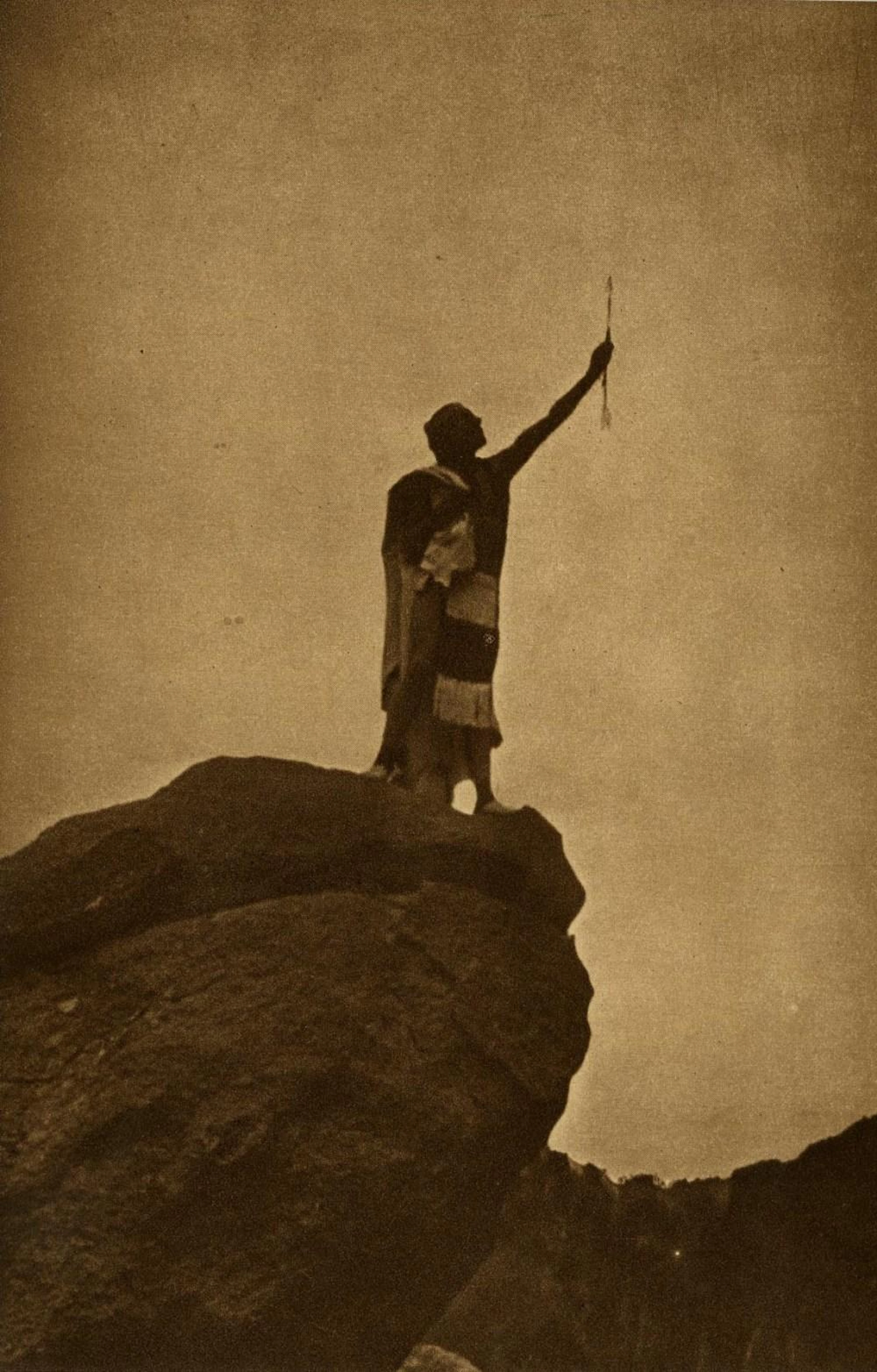EDWARD S. CURTIS - The Arrow - Original vintage sepia toned photogravure