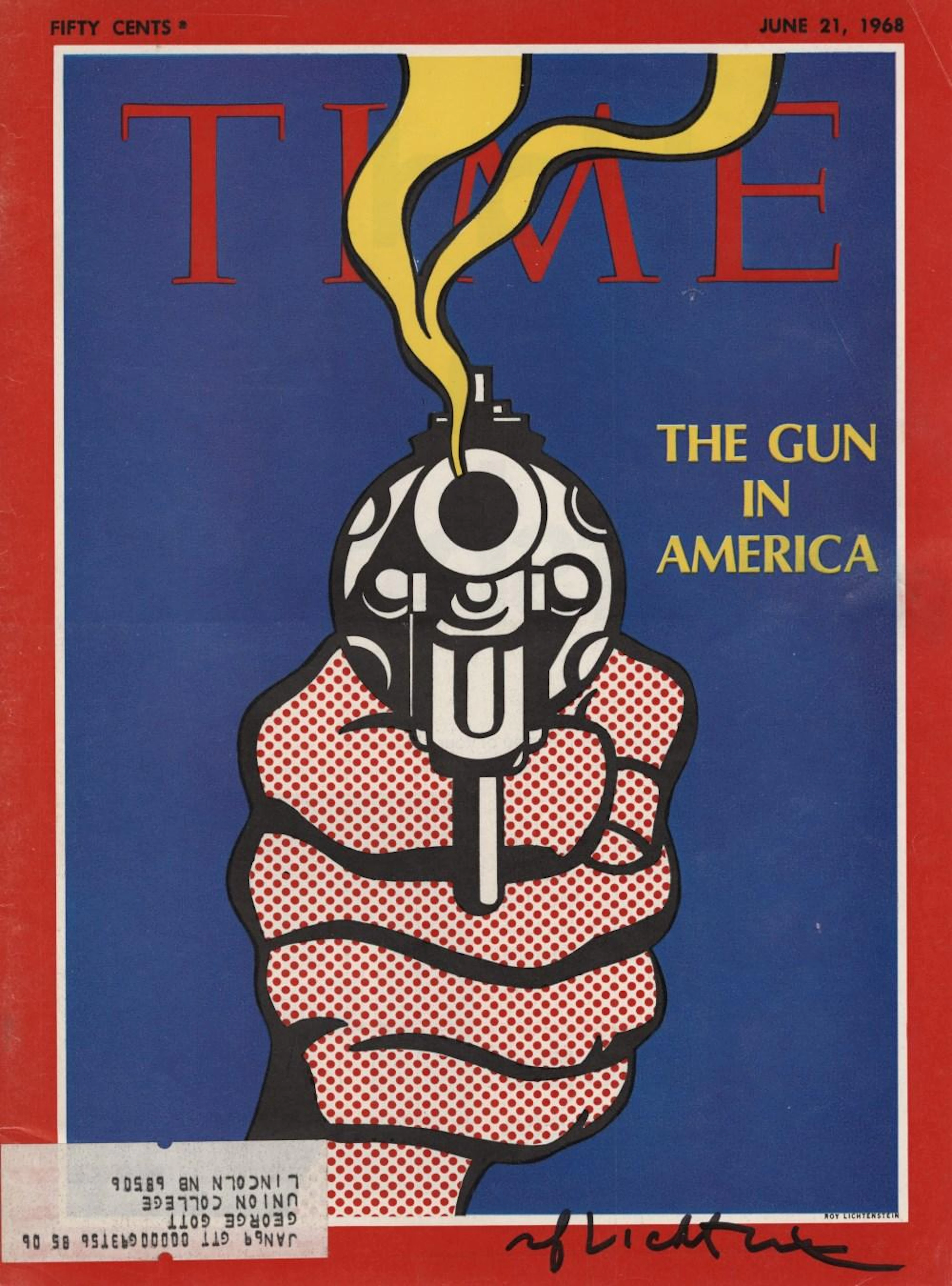 ROY LICHTENSTEIN - The Gun in America - Color offset lithograph