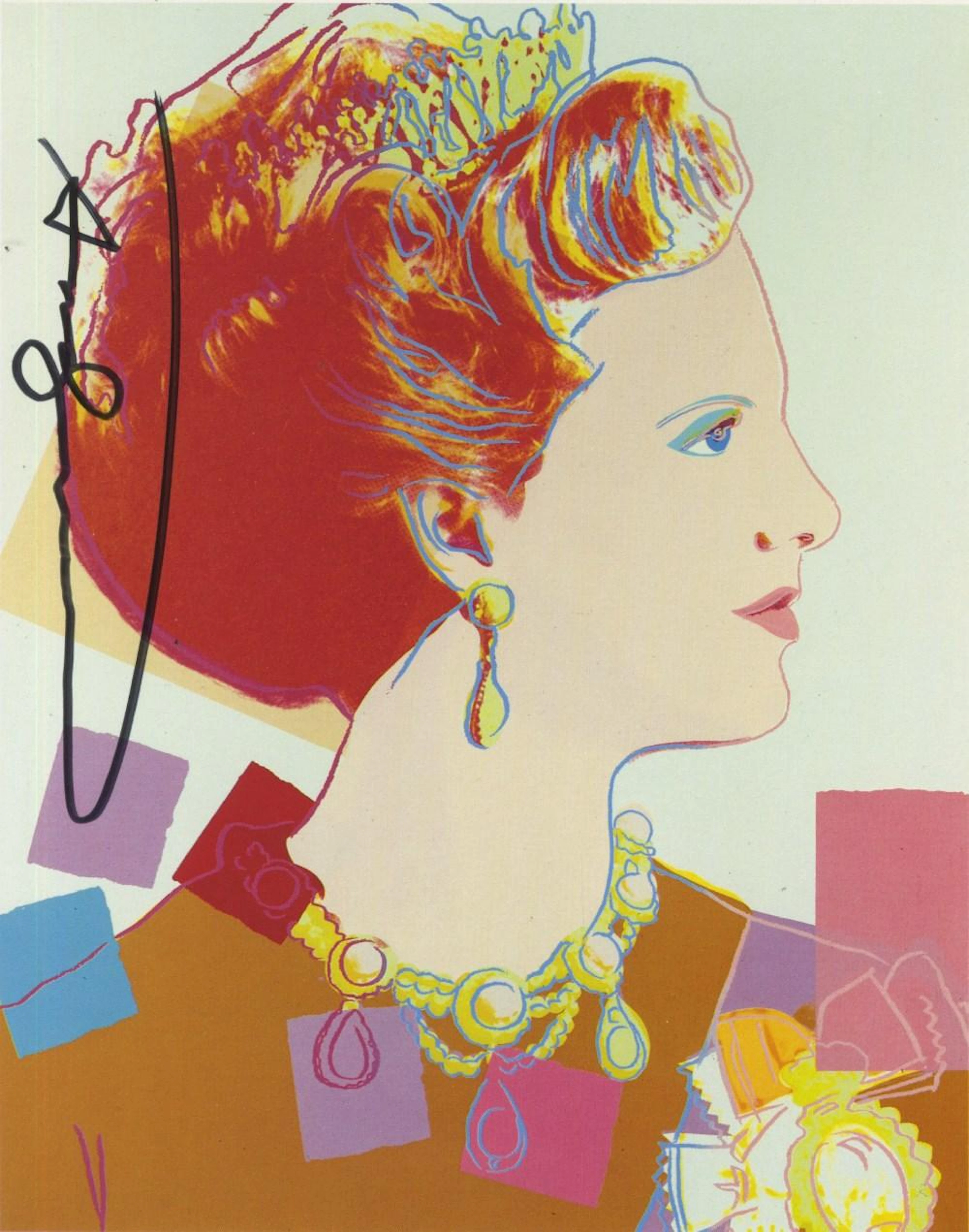 ANDY WARHOL - Queen Margrethe (#3) - Color offset lithograph