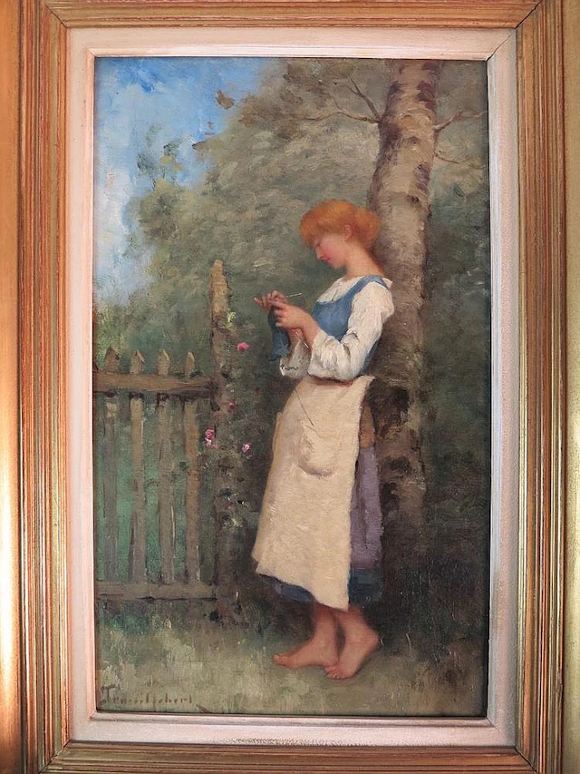 Paul Désirée TROUILLEBERT (1829-1900) Jeune femme au jardin Huile
