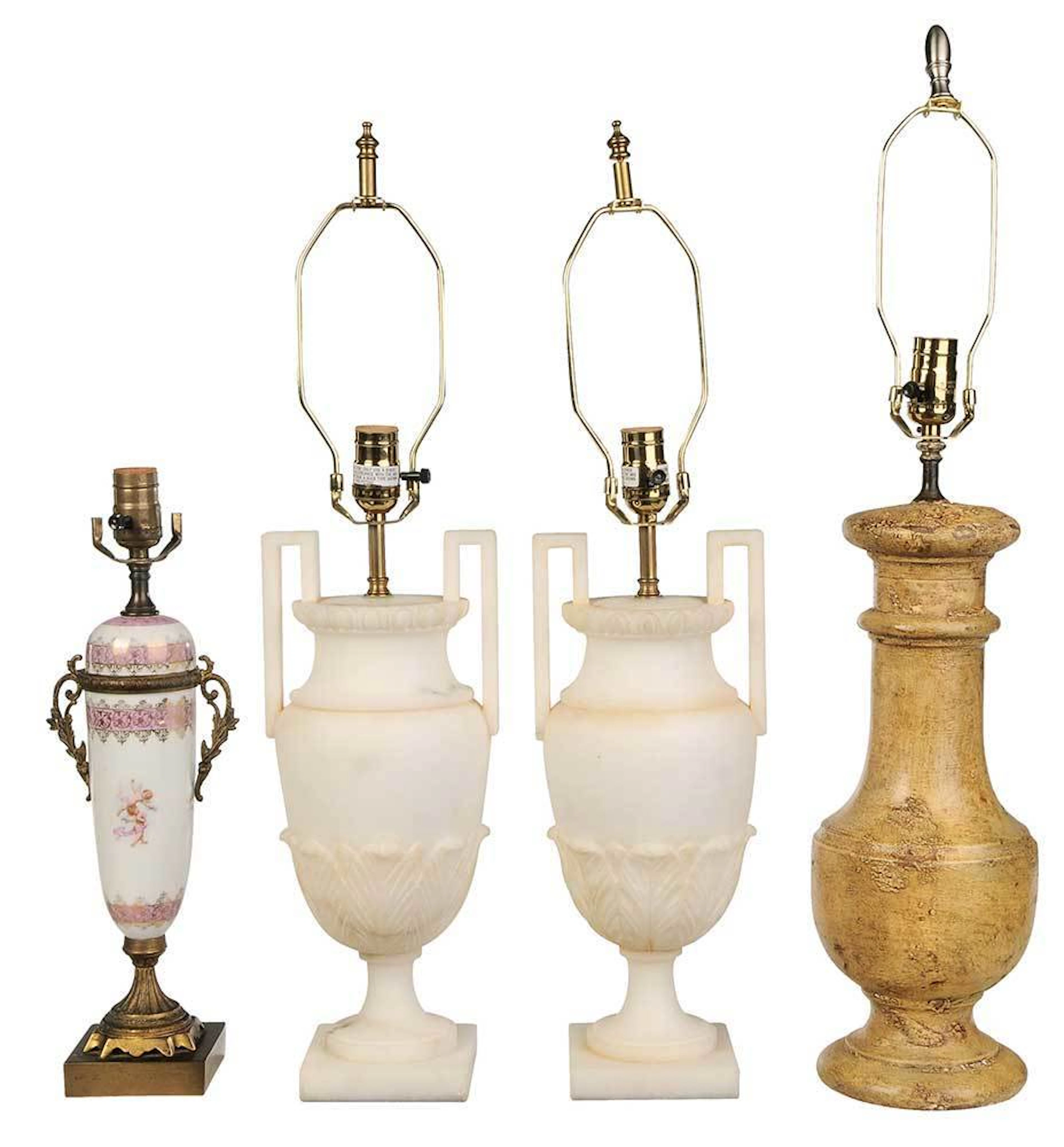Four Lamp, including Pair Alabaster by Vaughan