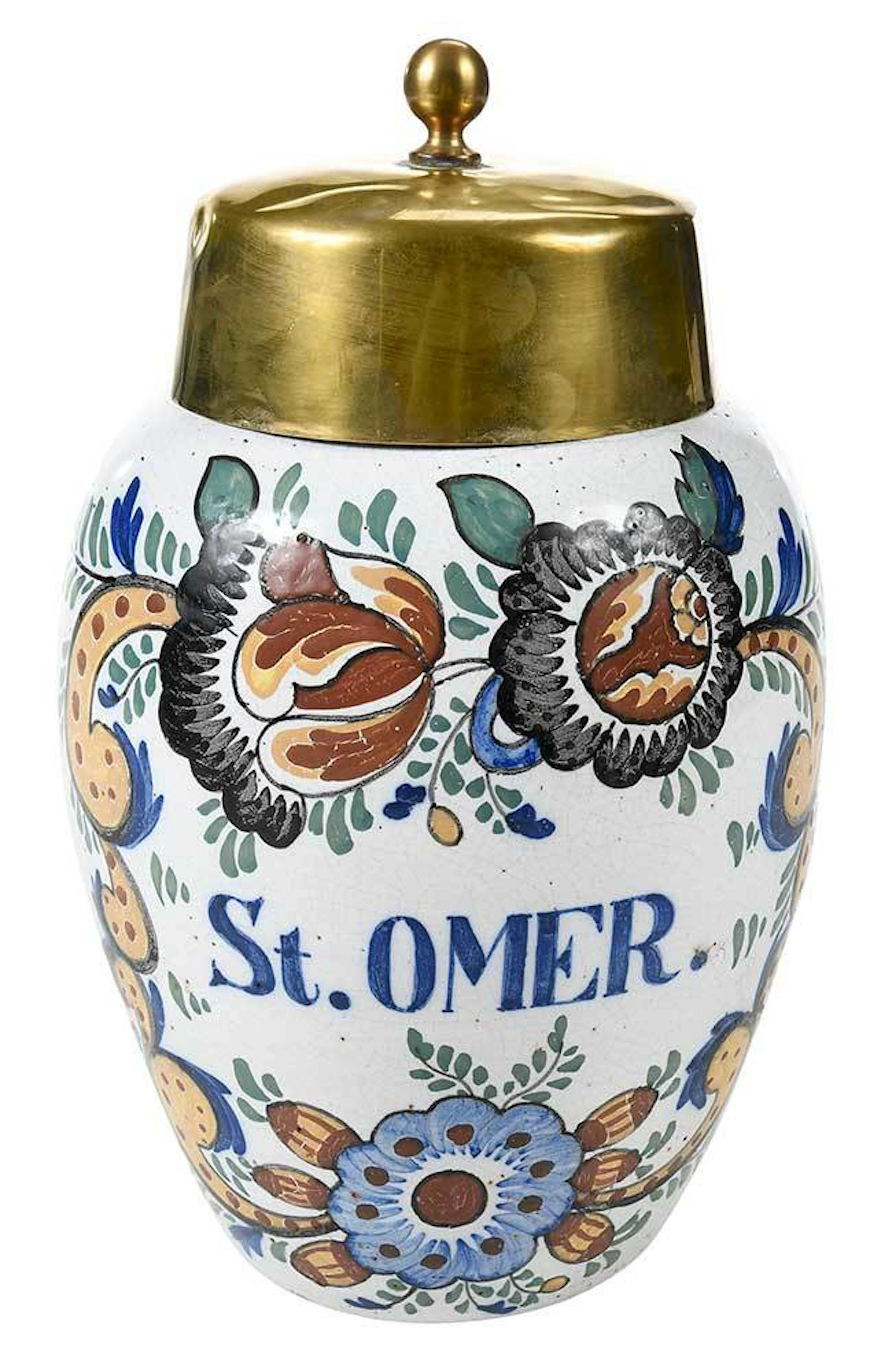 Delft Tobacco Jar with Brass Lid