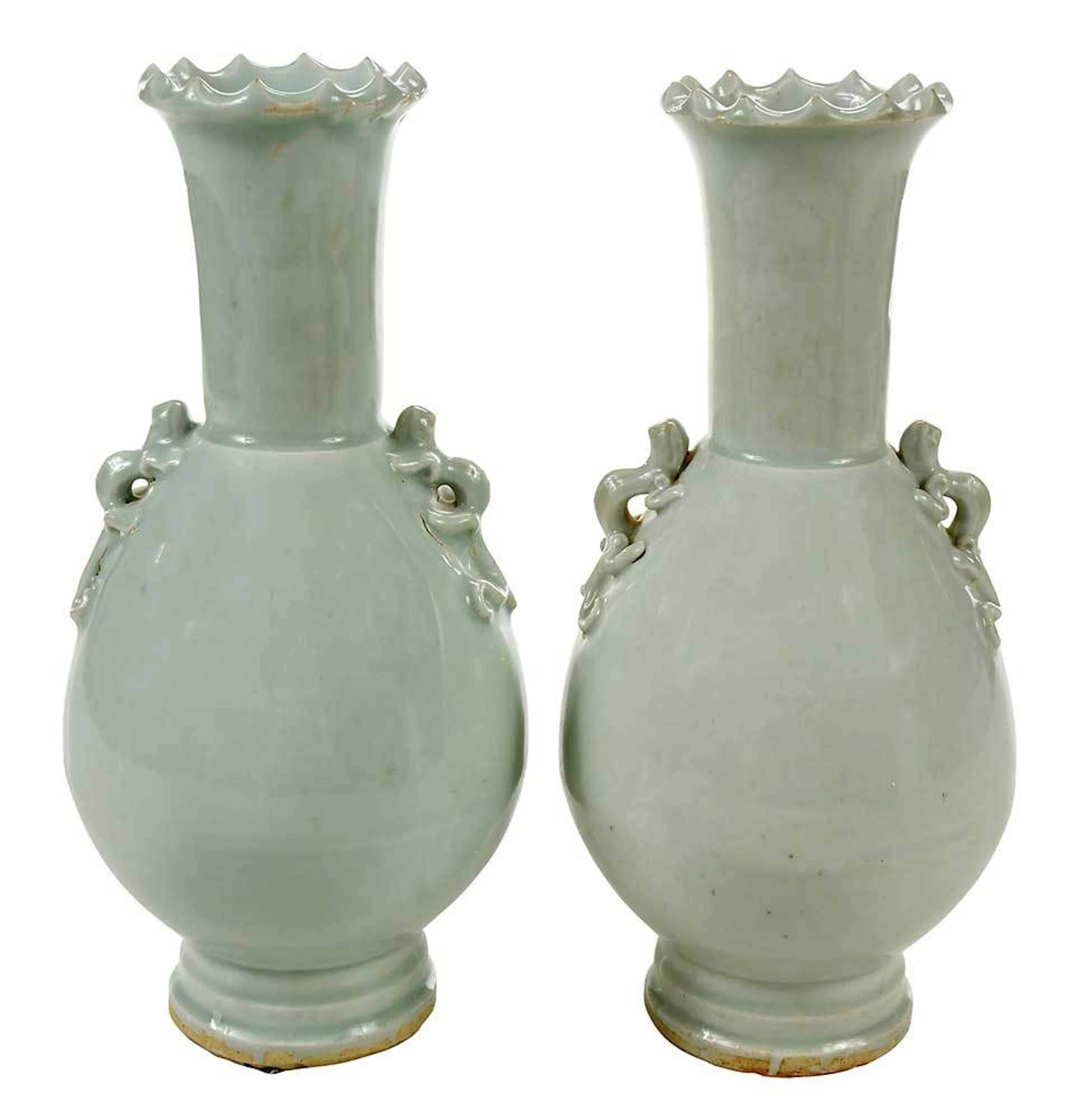 Pair Chinese Yingqing Glazed Vases