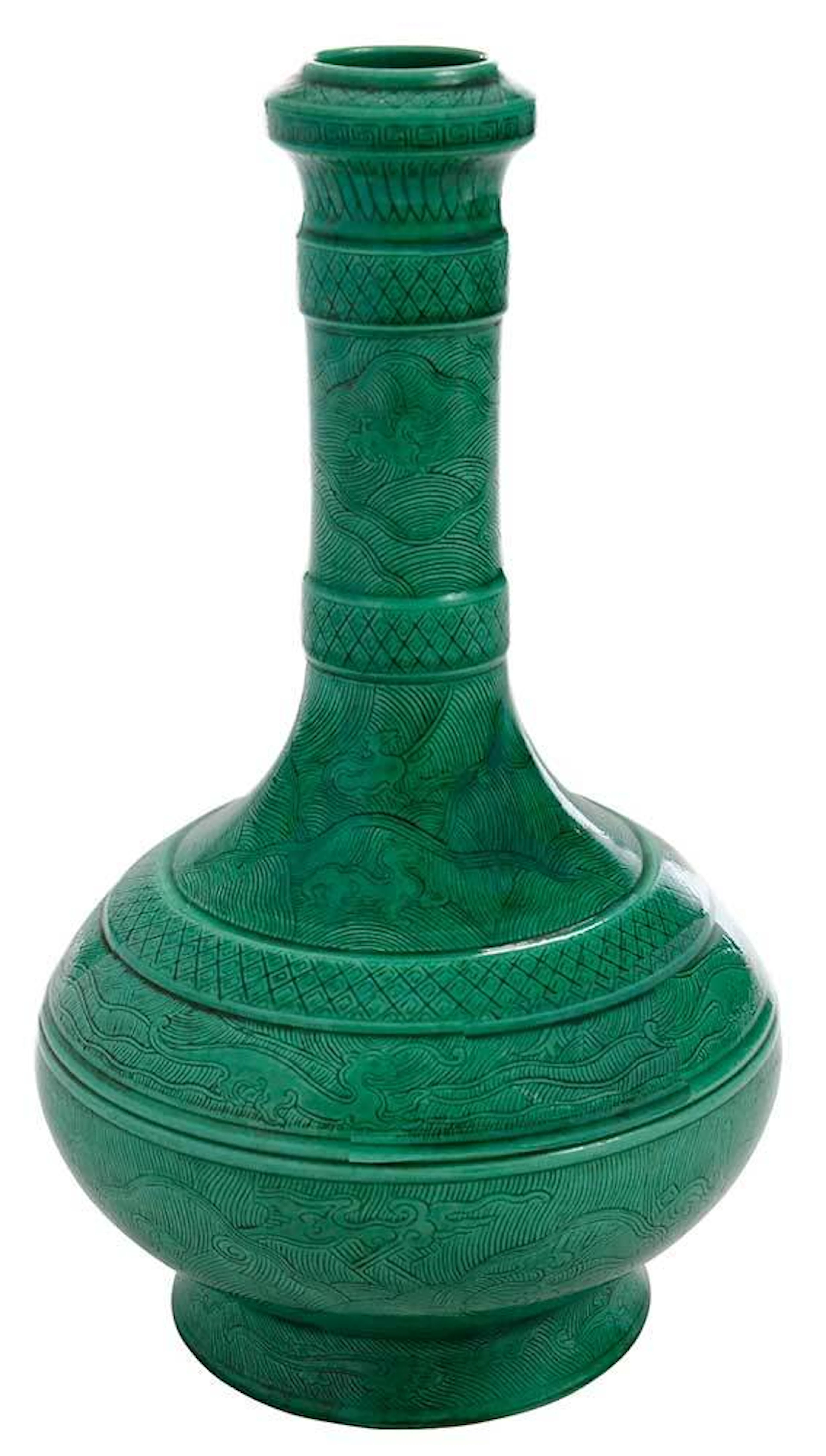Chinese Carved Porcelain Vase with Chilongs