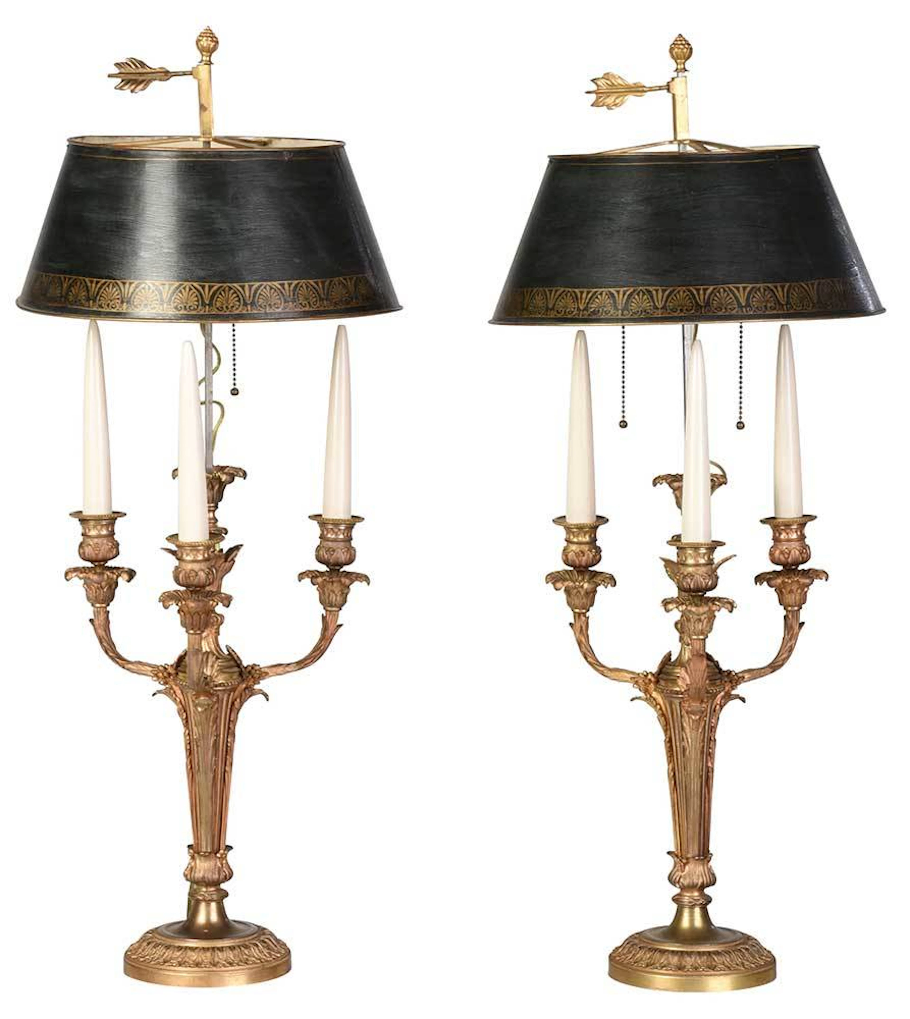 Pair of Louis XVI Style Gilt Bronze Candelabras