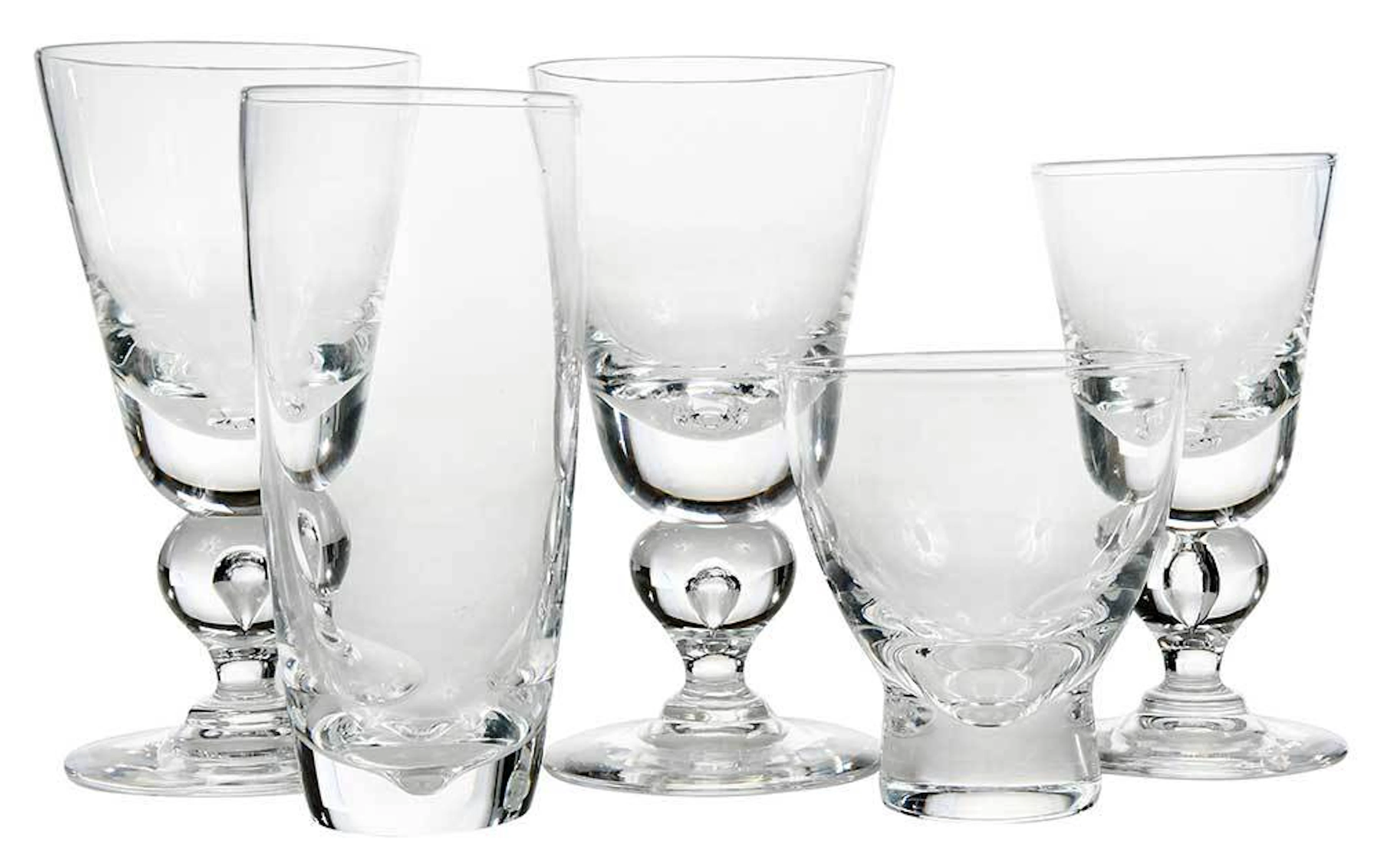 17 Steuben Glasses With Knop Tear Drop Stems