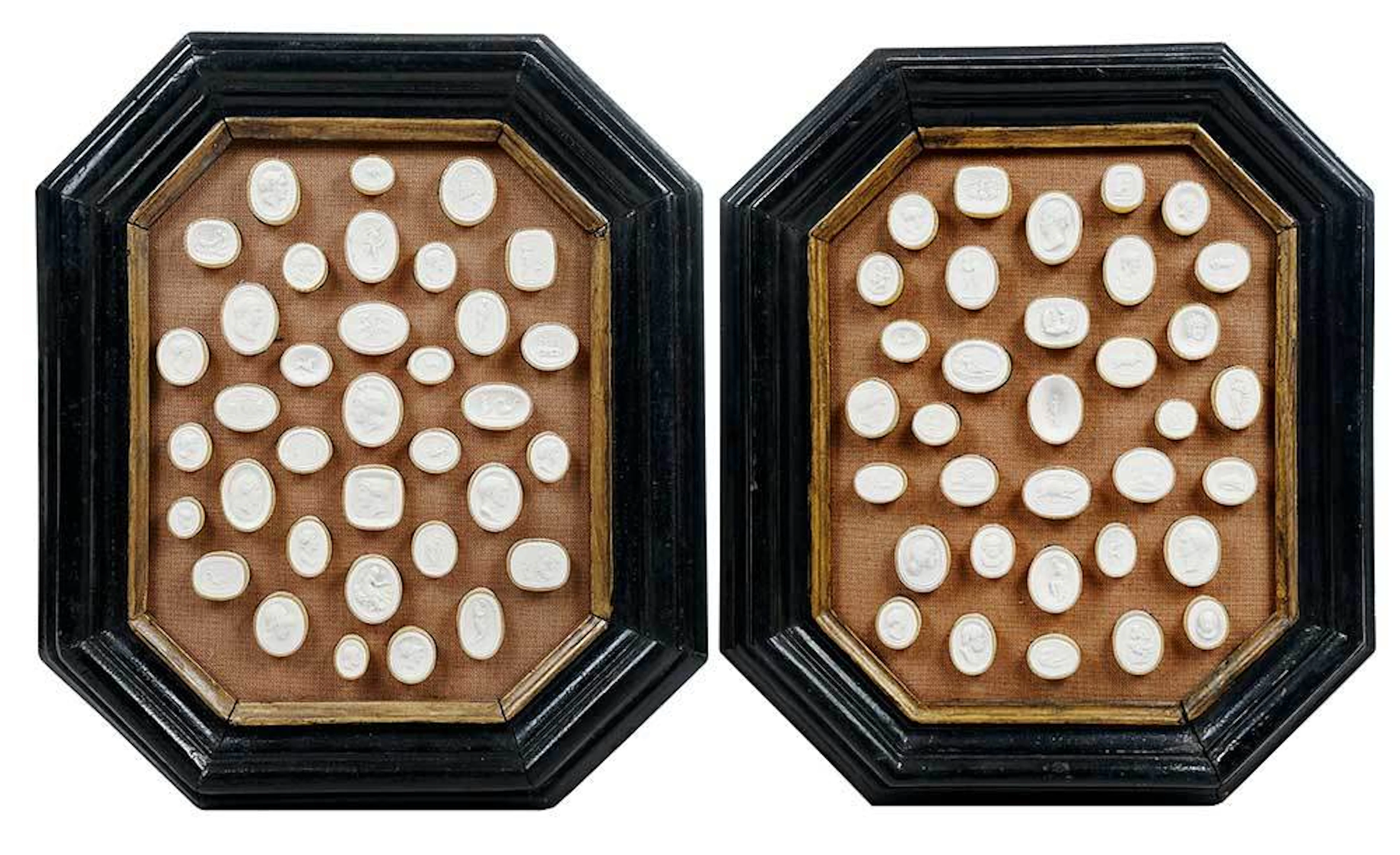 Two Grand Tour Framed Plaster Intaglio Sets