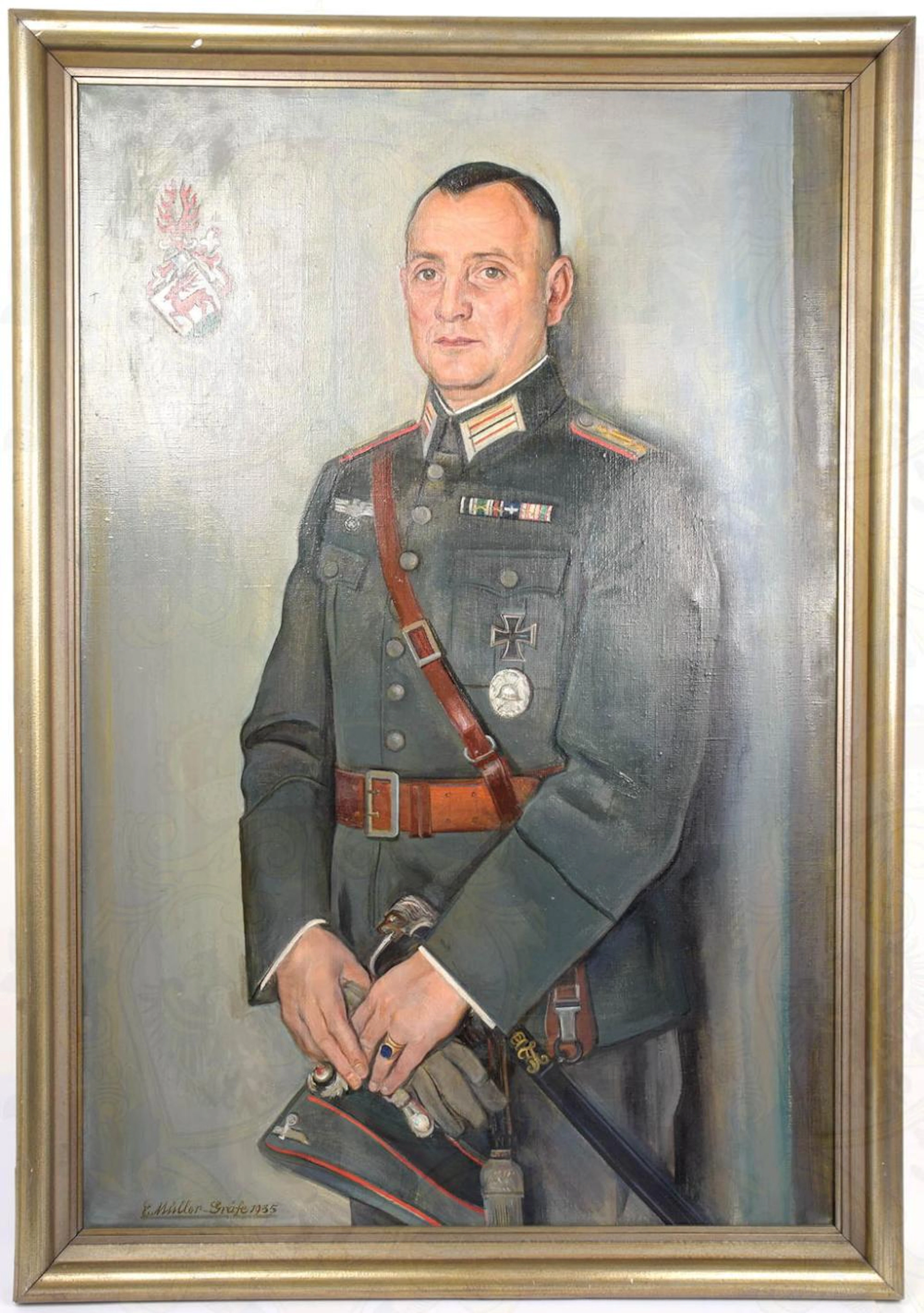 OIL PAINTING CAPTAIN ERNST HIRSCHBERG - ÖLGEMÄLDE HAUPTMANN ERNST HIRSCHBER