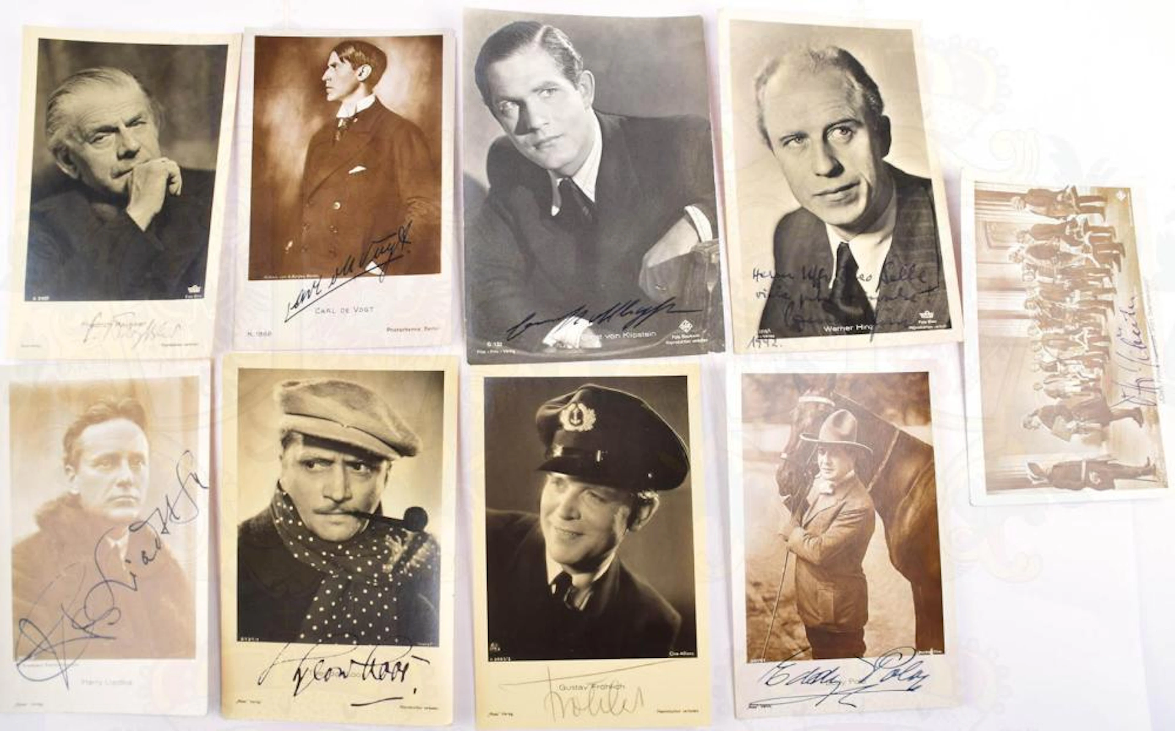 9 AUTOGRAMM-AK SCHAUSPIELER: Gustav Fröhlich, Harry Liedtke, Otto Gebühr, E