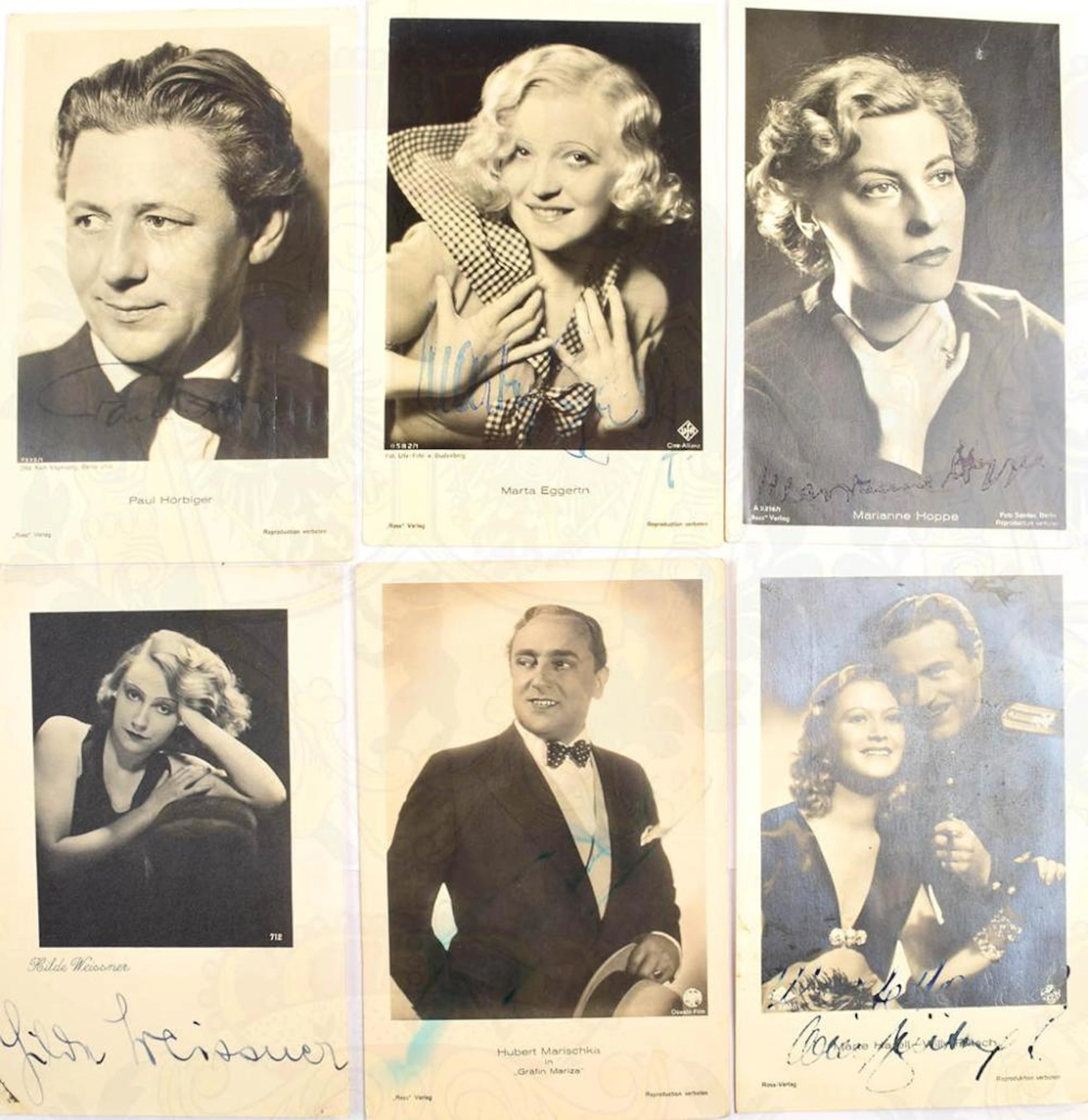 6 AUTOGRAMM-AK SCHAUSPIELERINNEN/SCHAUSPIELER: Martha Eggert, Marianne Hopp