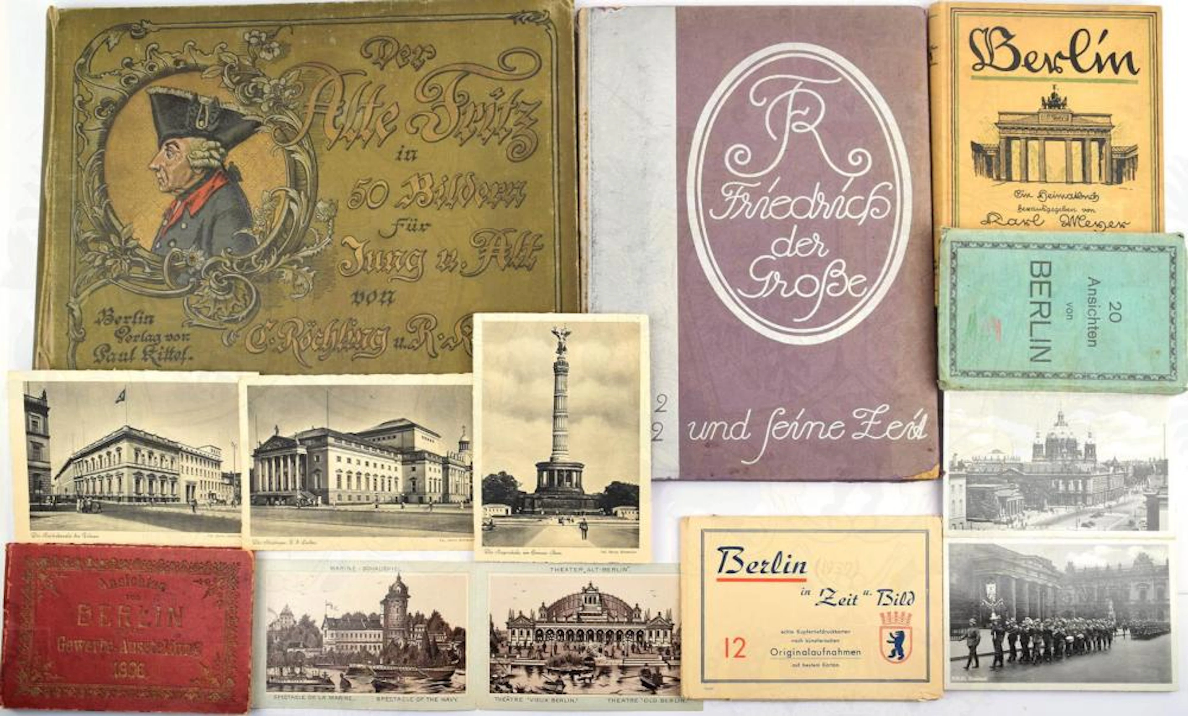 14 TITEL, Berlin einst u. jetzt; d. Alte Fritz in 50 Bildern; Friedrich d.