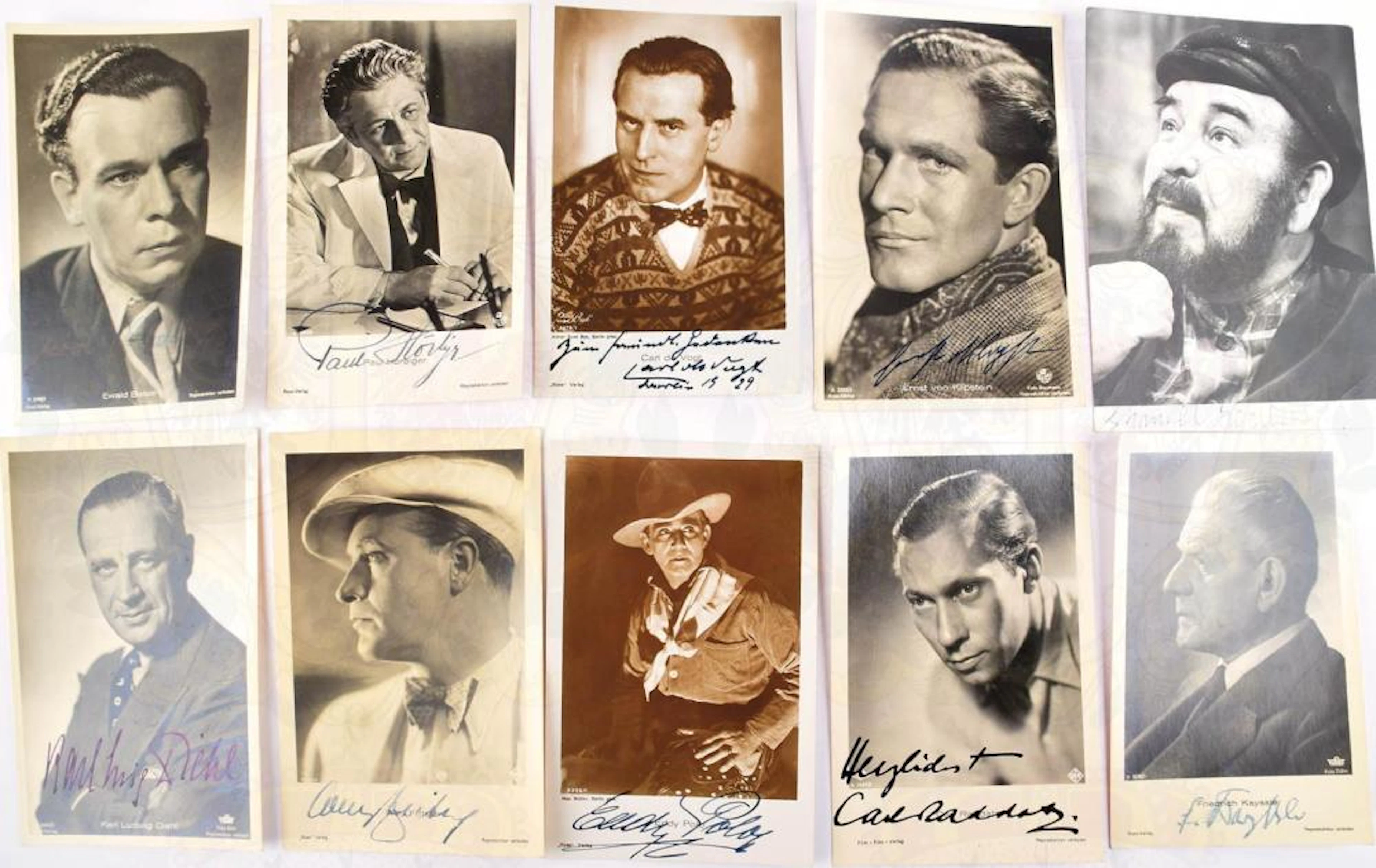 9 AUTOGRAMM-AK SCHAUSPIELER: Willy Fritsch, Friedrich Kayssler, Carl Raddat
