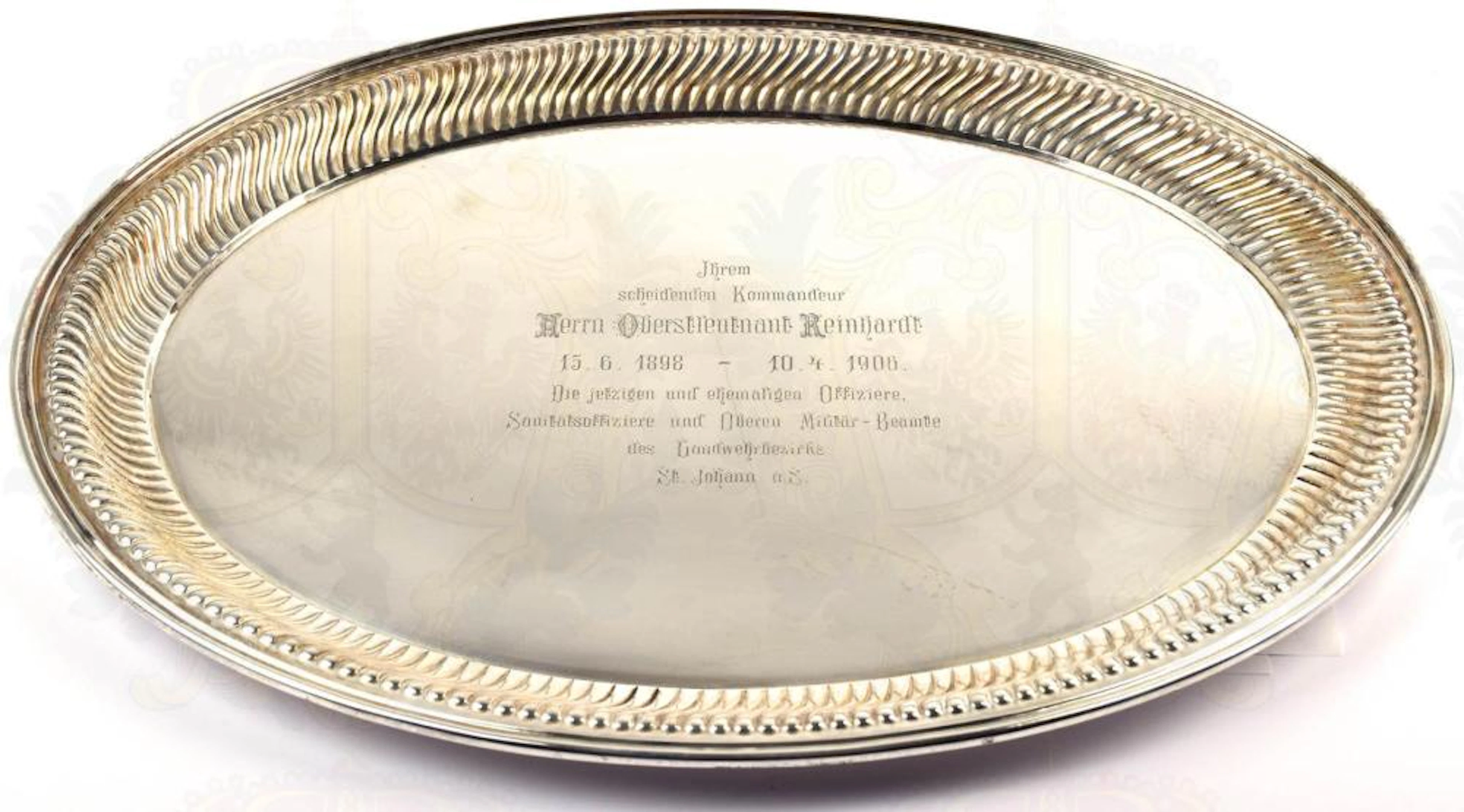 OFFIZIERSGESCHENK SILBERTABLETT OFFICER'S GIFT SILVER TRAY
