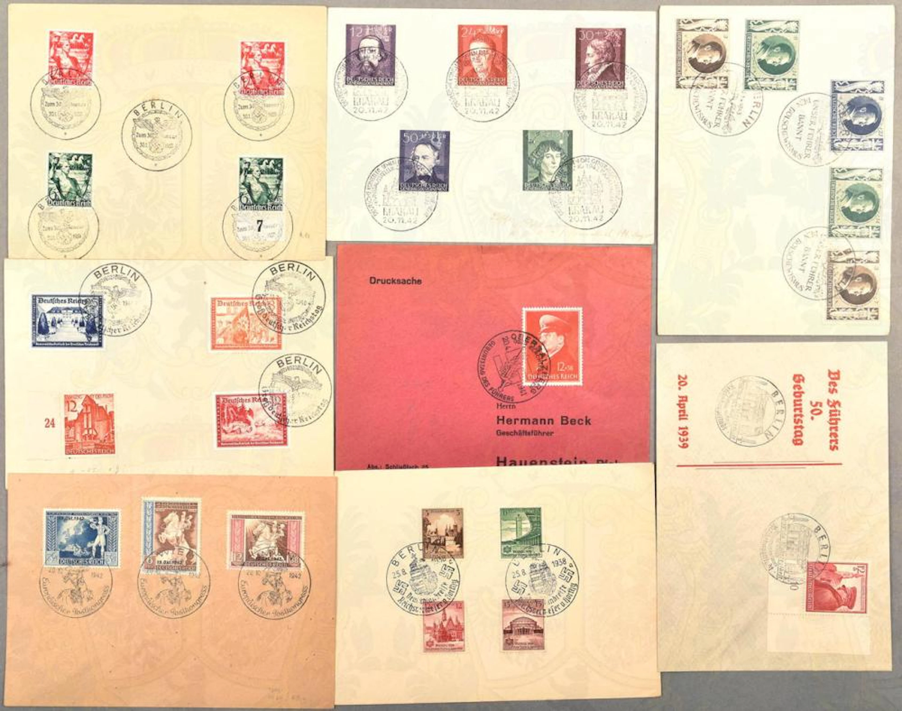 25 ENVELOPES WITH SPECIAL STAMPS 1938-1944