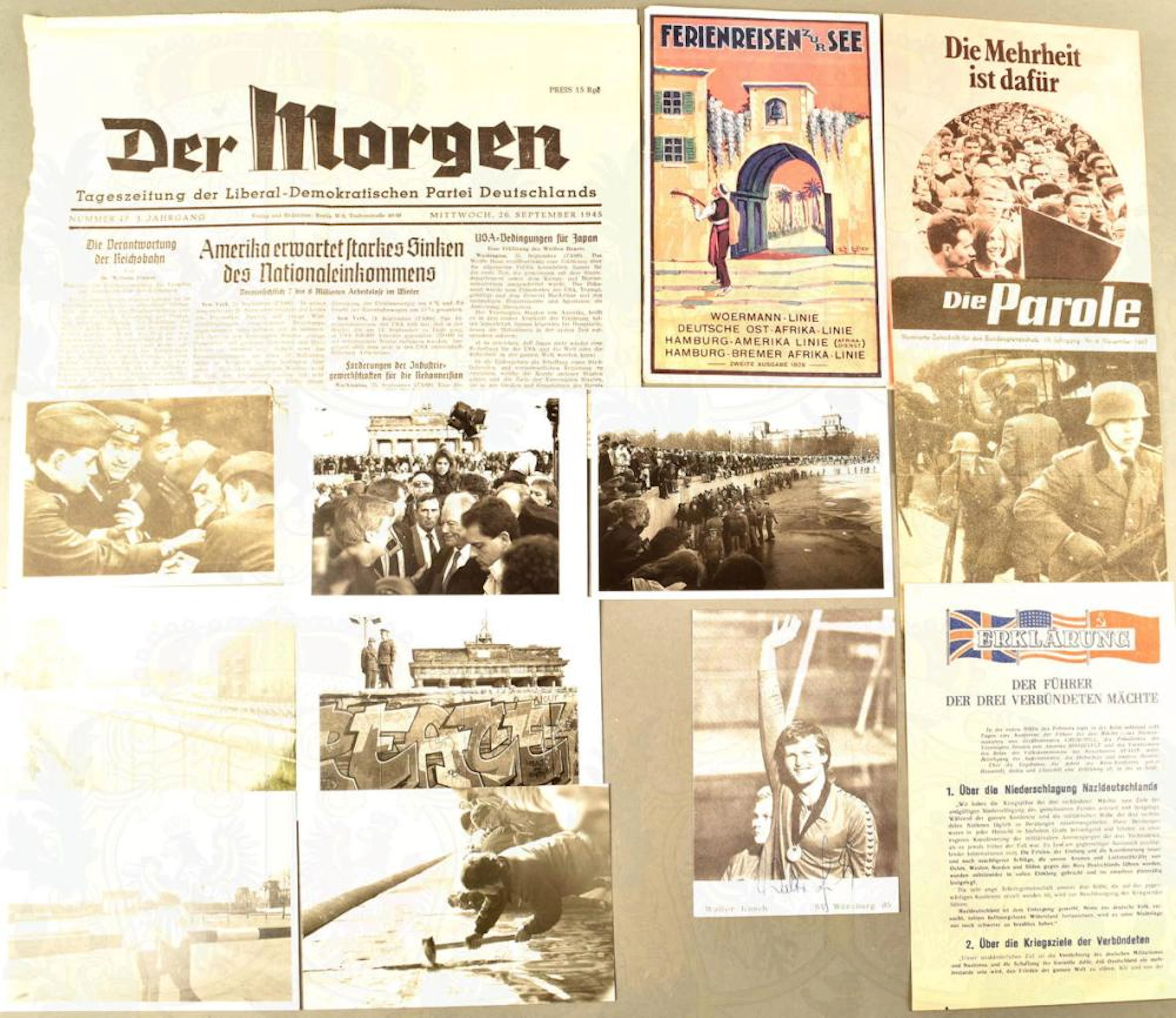FLUGBLÄTTER, ANSICHTSKARTEN, FOTOS UND AUFZEICHNUNGE