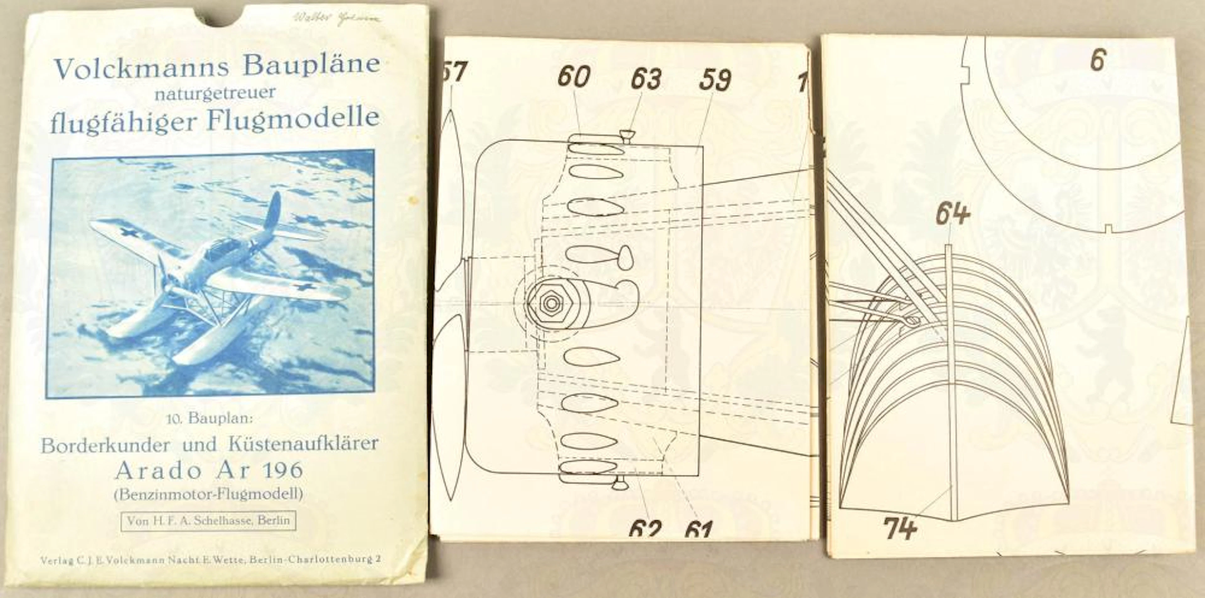 FLUGMODELL-BAUPLAN WASSERFLUGZEUG ARADO AR-196