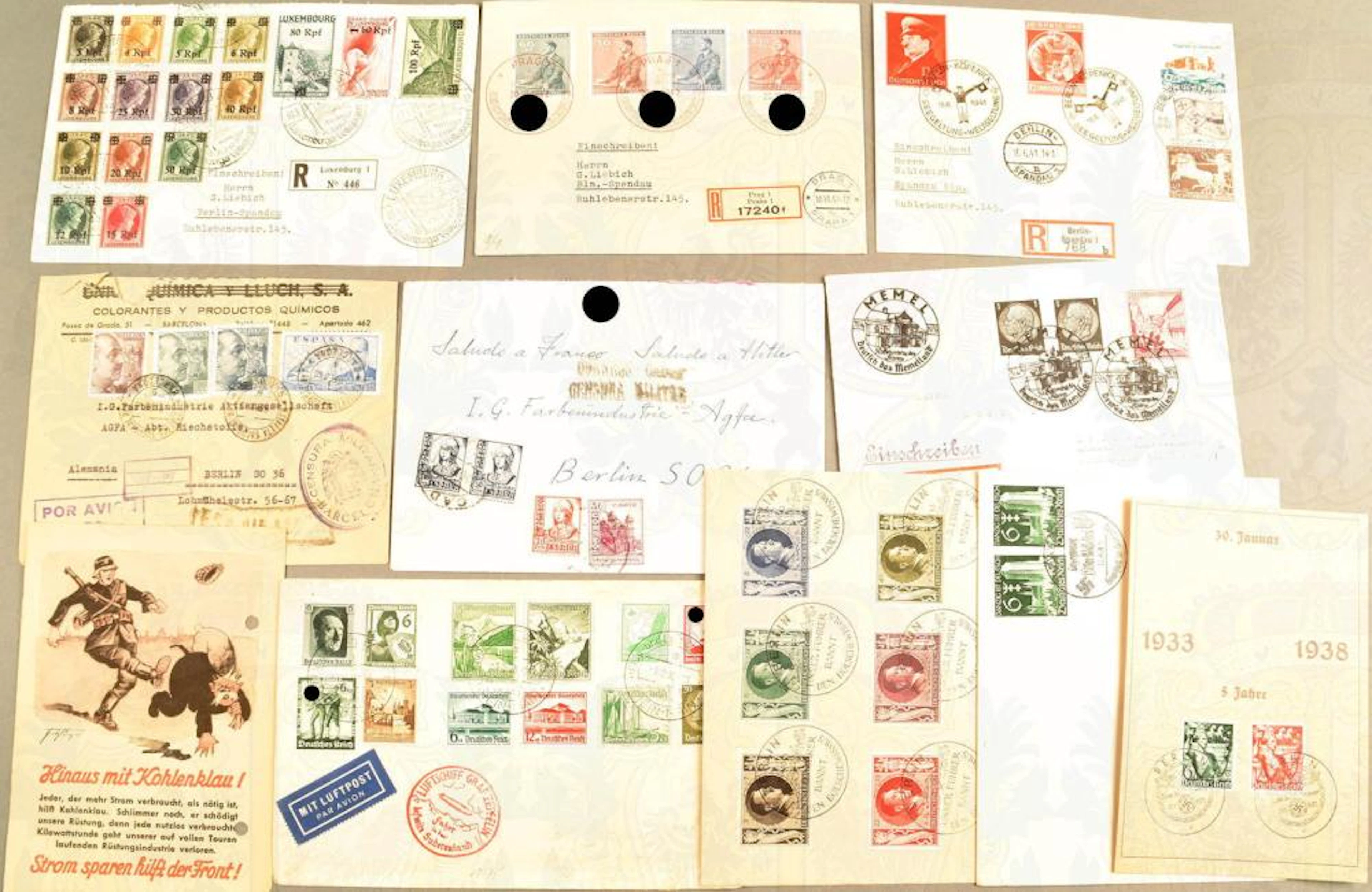 25 Briefkuverts, Sammlerbriefe und Gedenkblätter