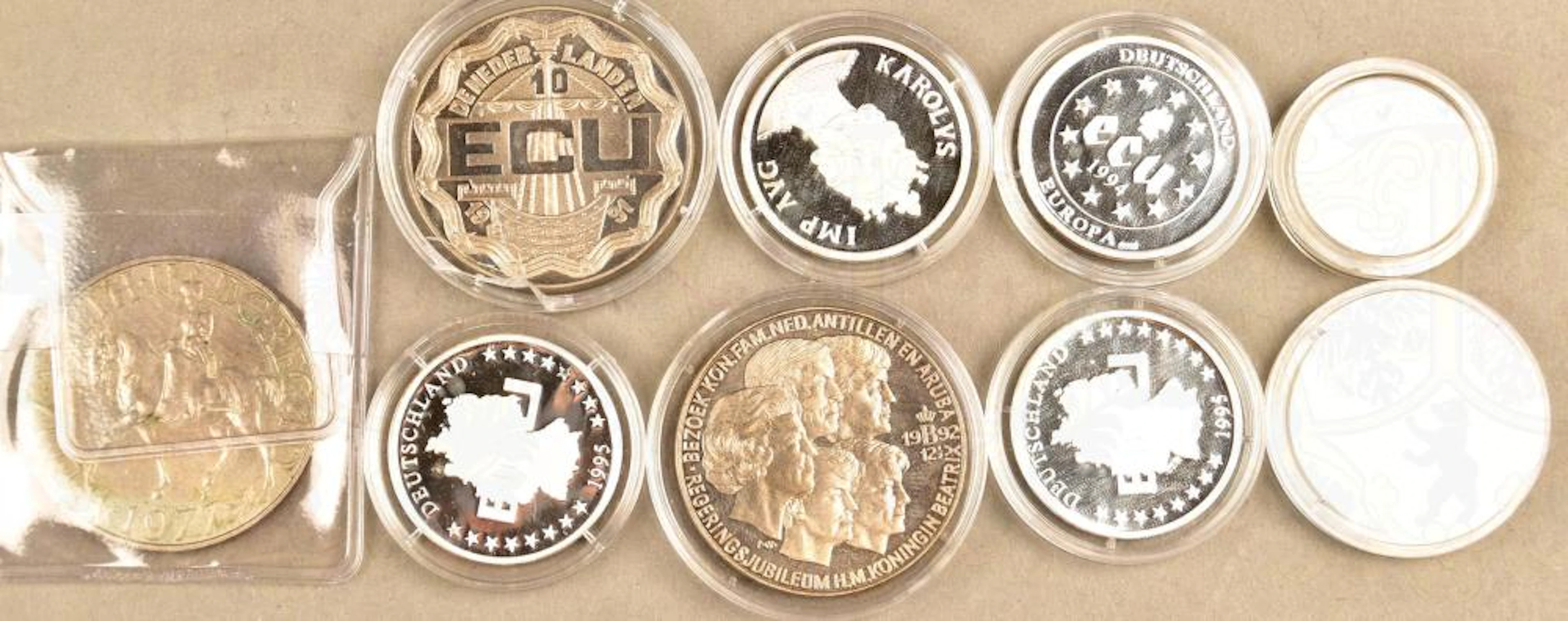 8 ECU coins Germany, Netherlands and Spain 1991-1995