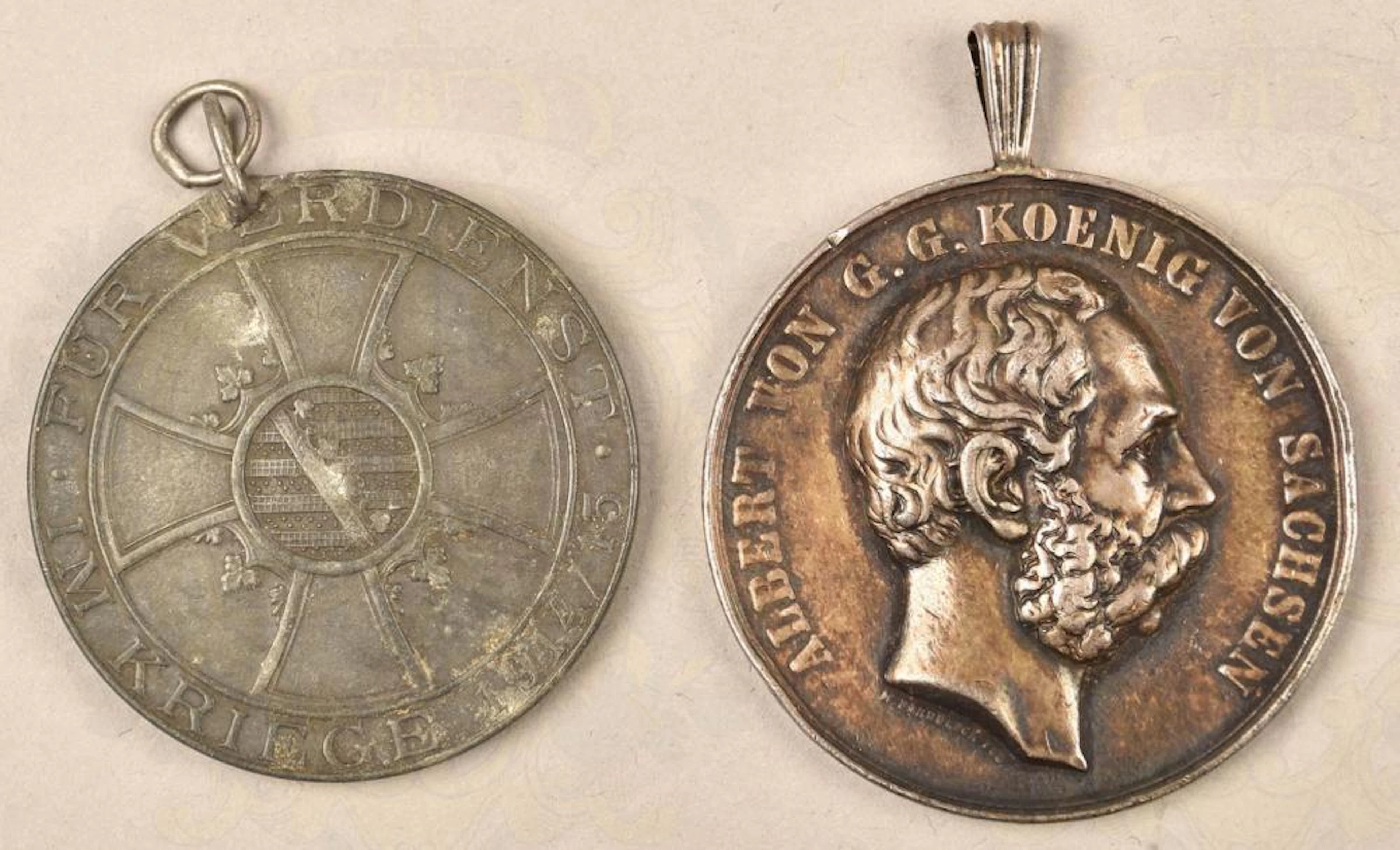 Schiesspreismedaille Sachsen König Albert Saxonian...