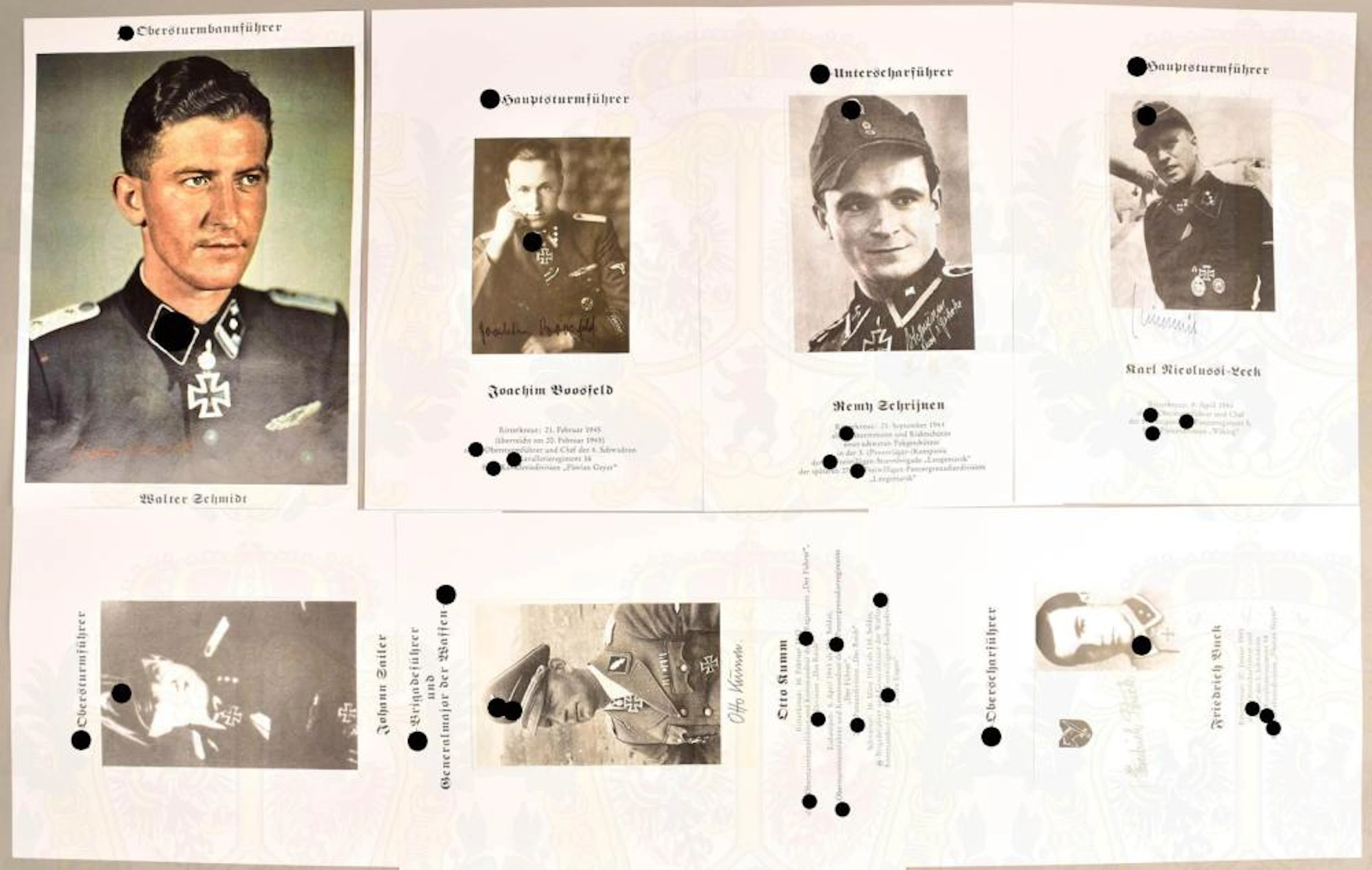 7 Originalunterschriften Ritterkreuzträger Waffen-SS 7...