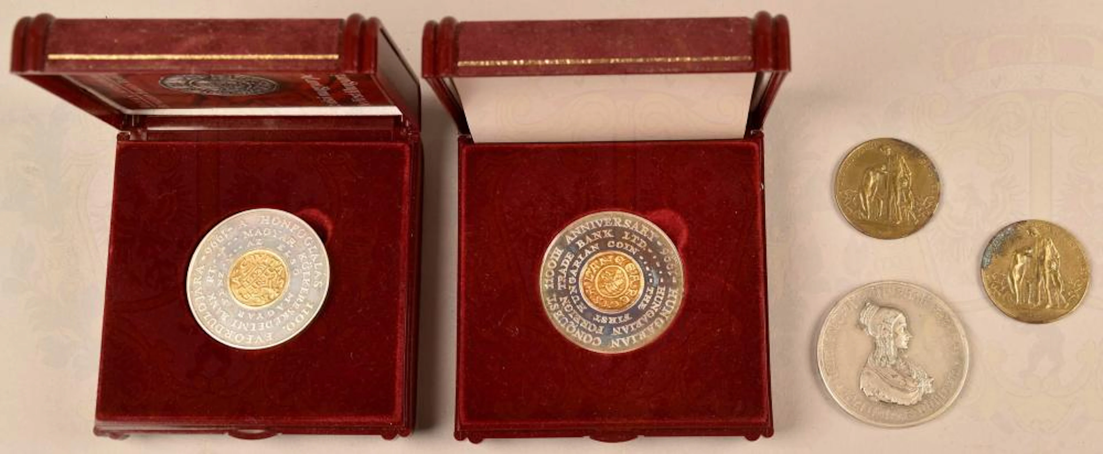3 Medaillen 1923 3 German medals 1923 and 2 Hungarian jubilee medals 1996