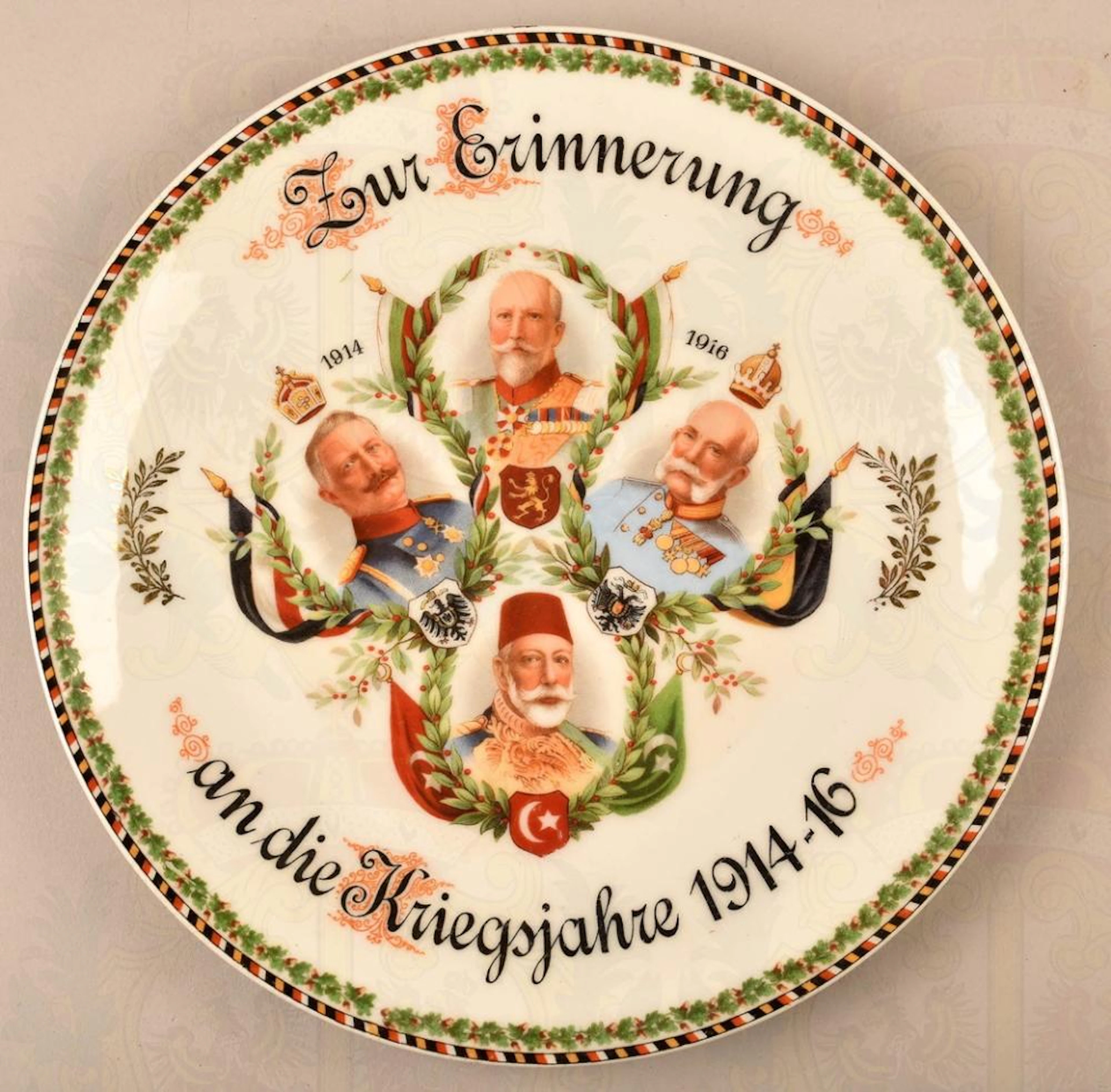 Patriotischer Teller Herrscher Mittelmächte 1914-1916...