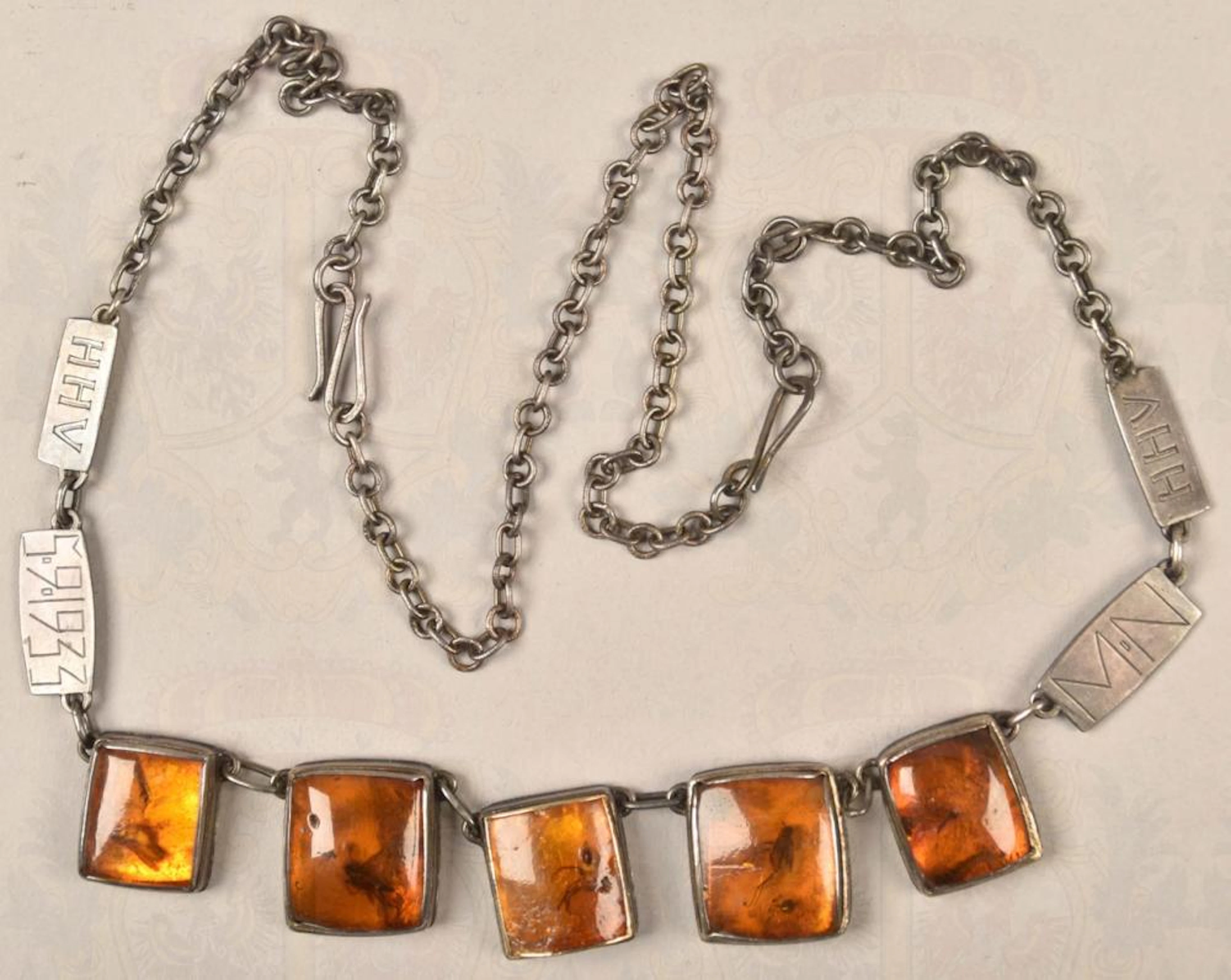 Bernstein-Halskette mit Inklusen 1933 amber necklace with inclusions